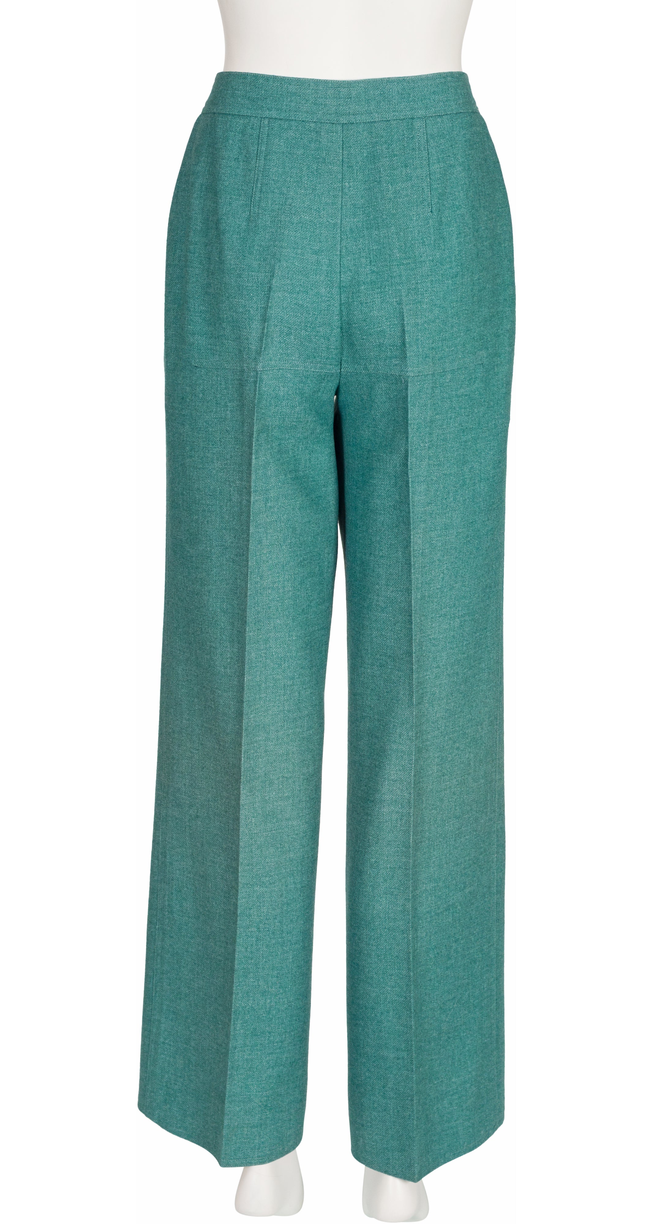 1970s Logo Green Wool Straight-Leg Trousers