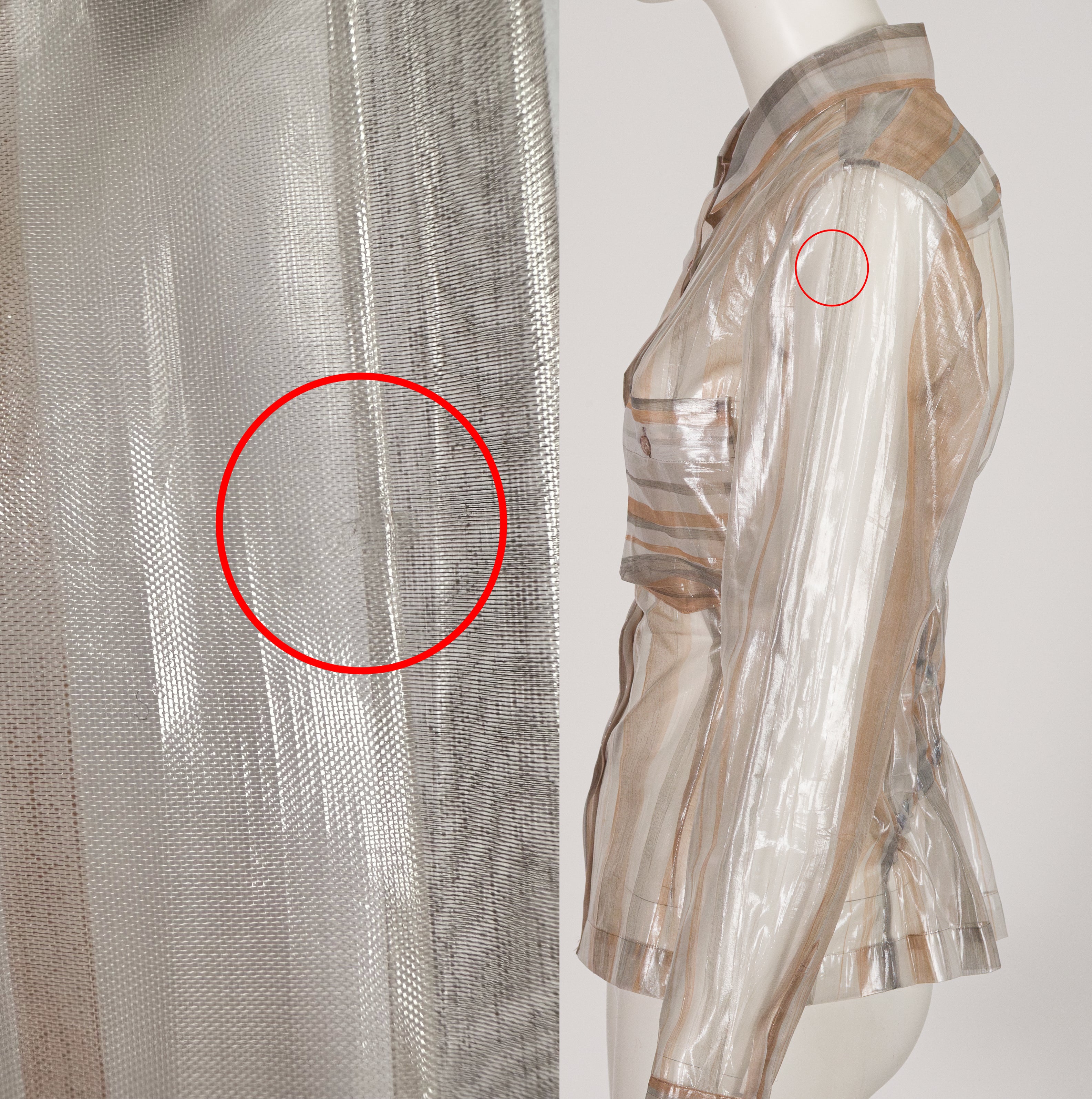 1996 S/S Transparent Metallic Striped Button-Up Top