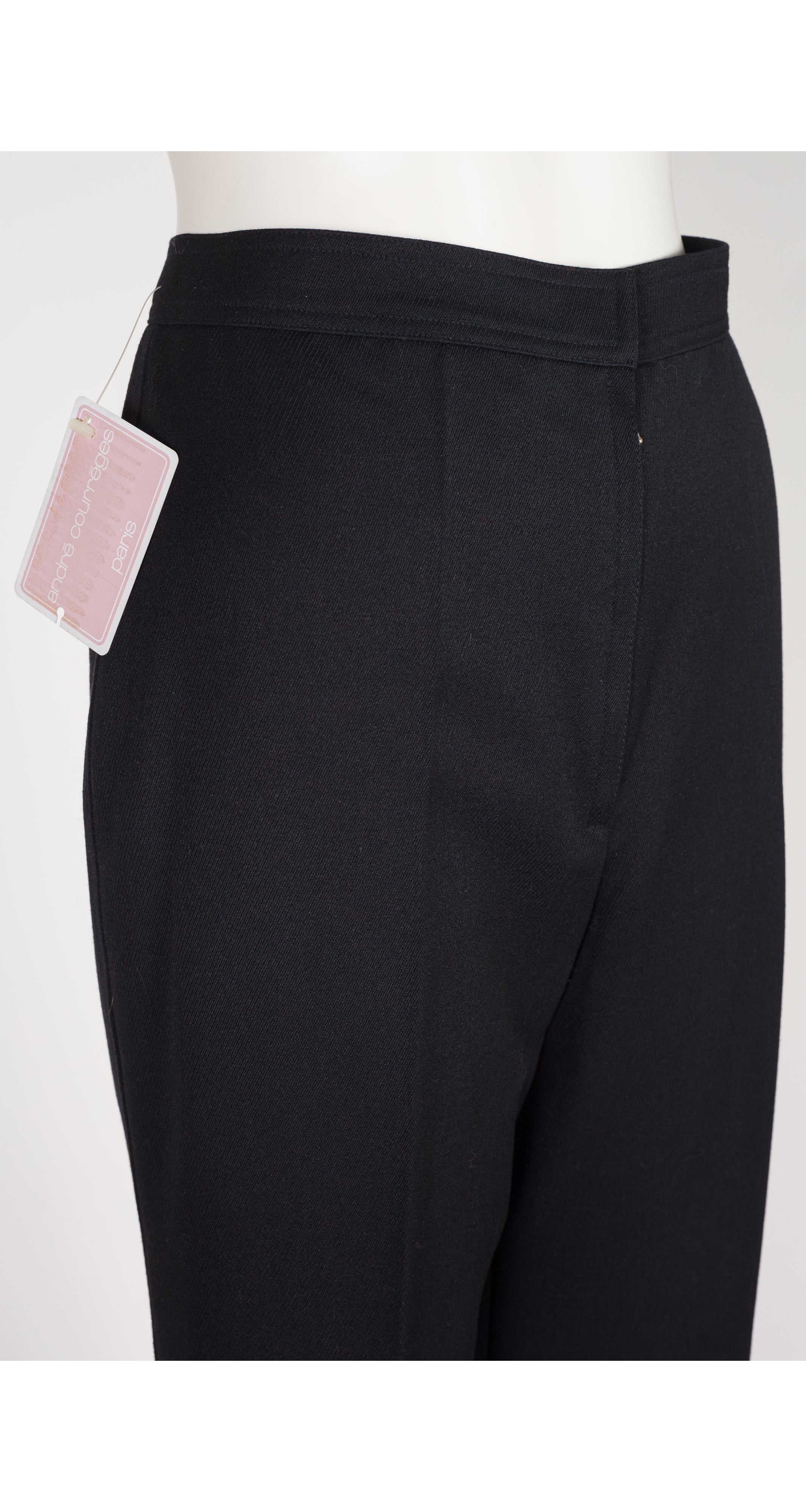 1970s NWT Black Wool Gabardine Straight-Leg Trousers