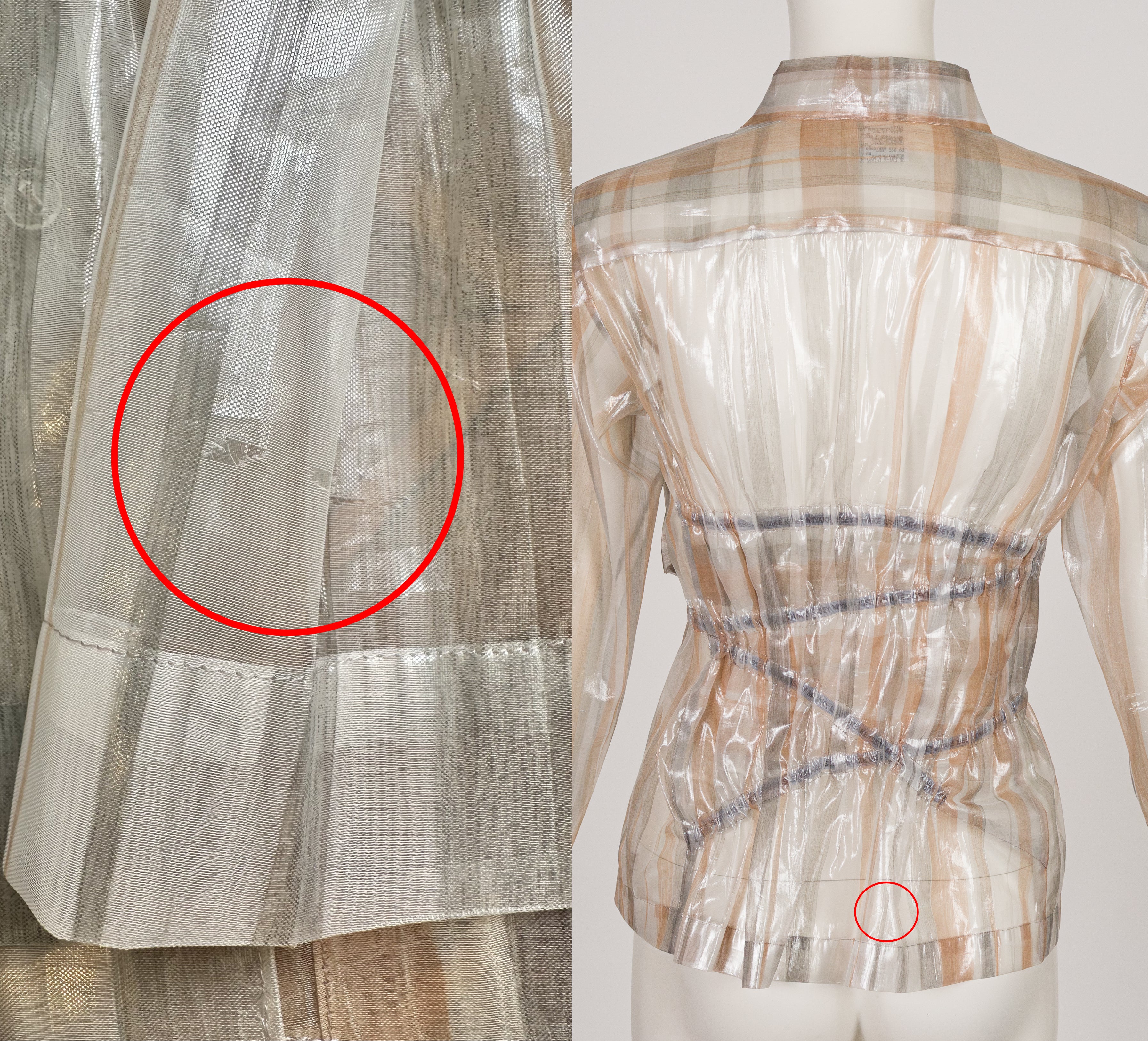 1996 S/S Transparent Metallic Striped Button-Up Top