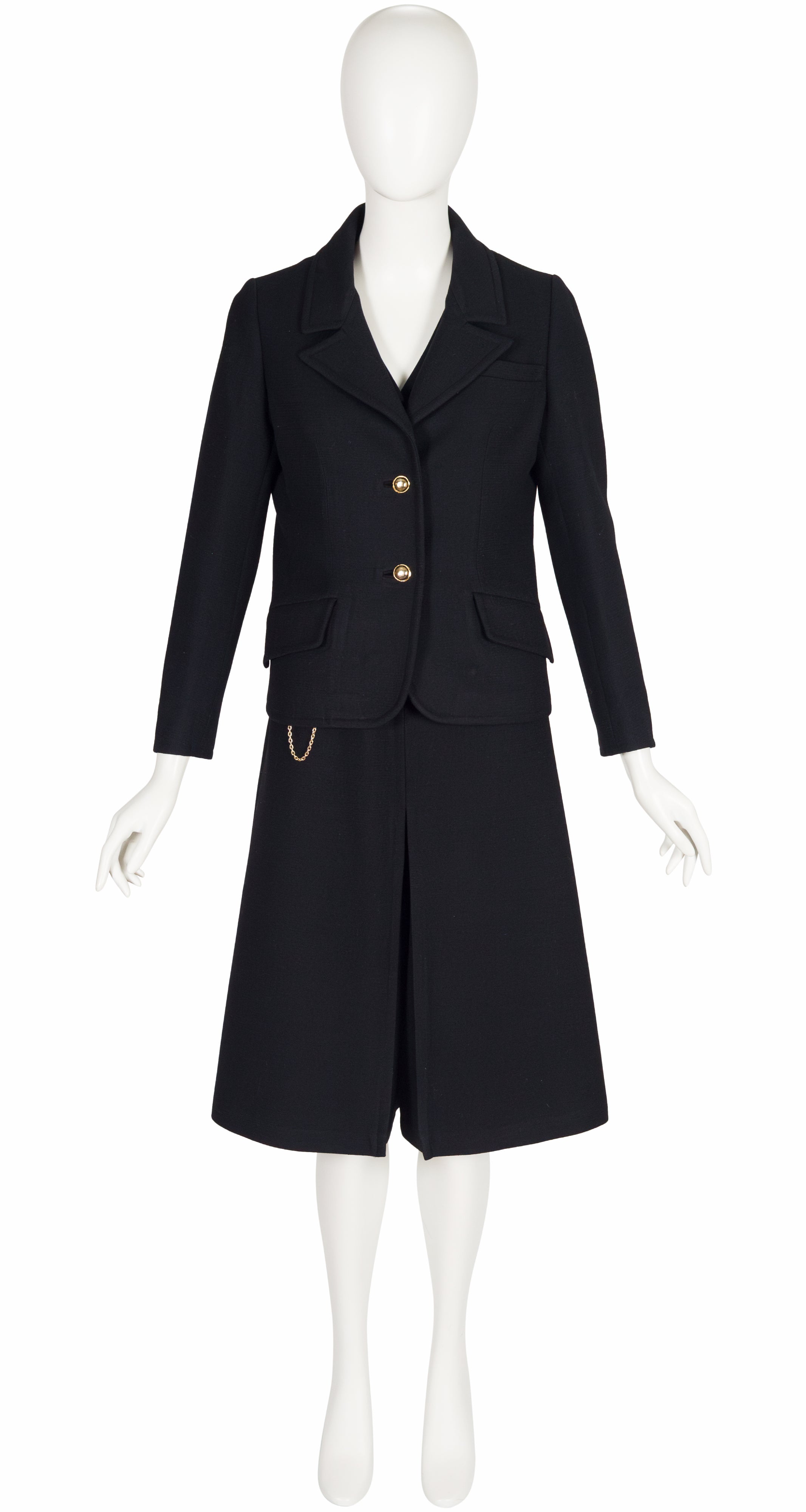 1970s Black Wool Culotte Jumpsuit & Jacket Set