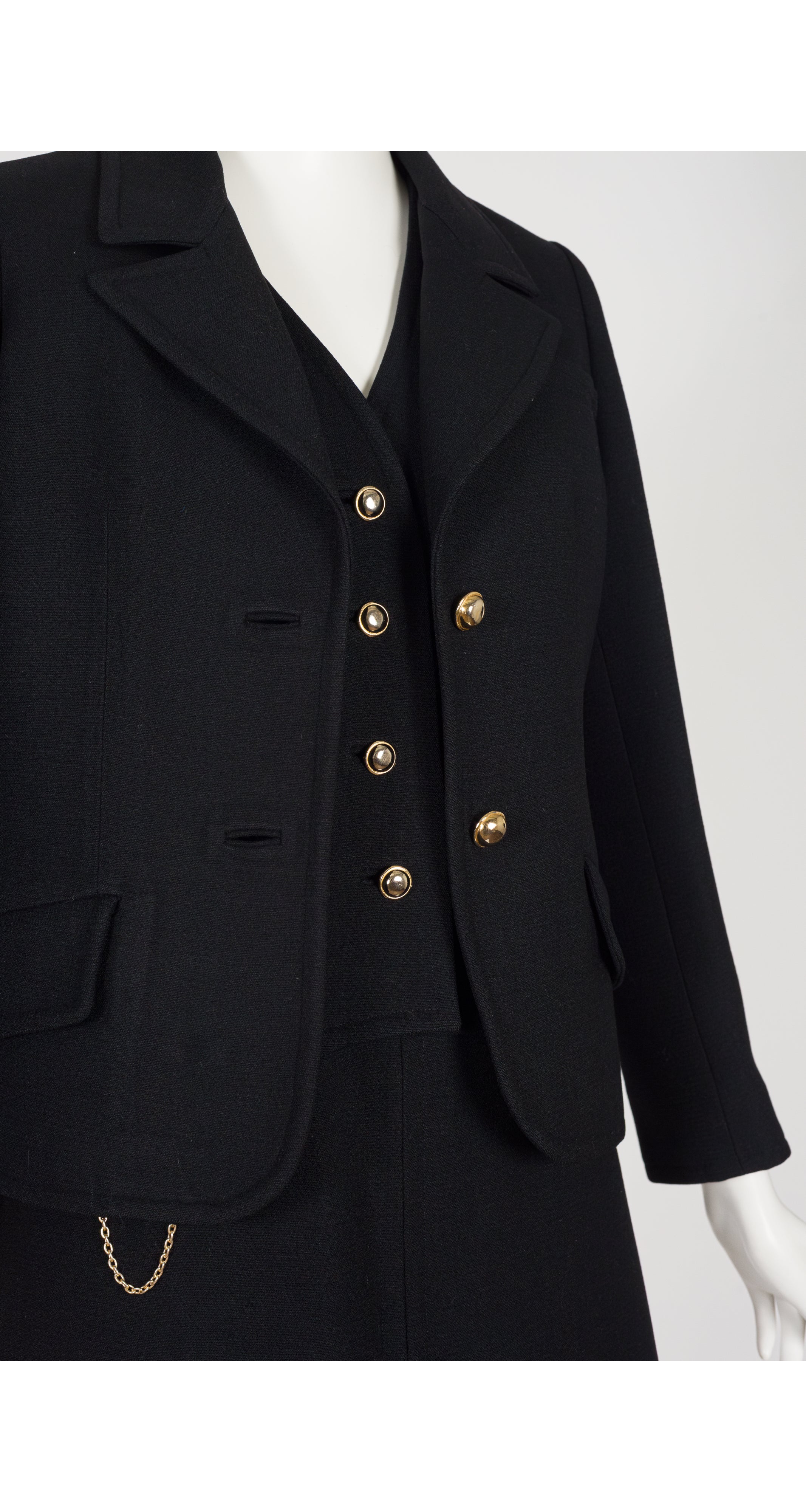 1970s Black Wool Culotte Jumpsuit & Jacket Set