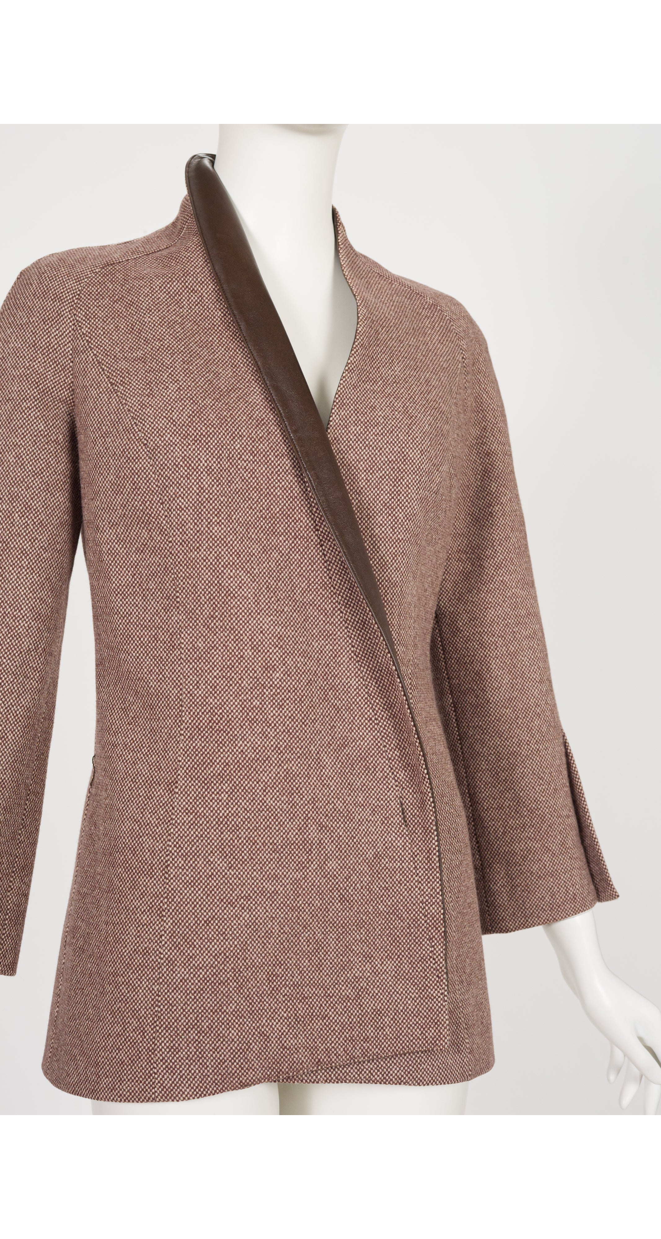 2000-01 F/W Brown Lambskin & Tweed Asymmetrical Jacket
