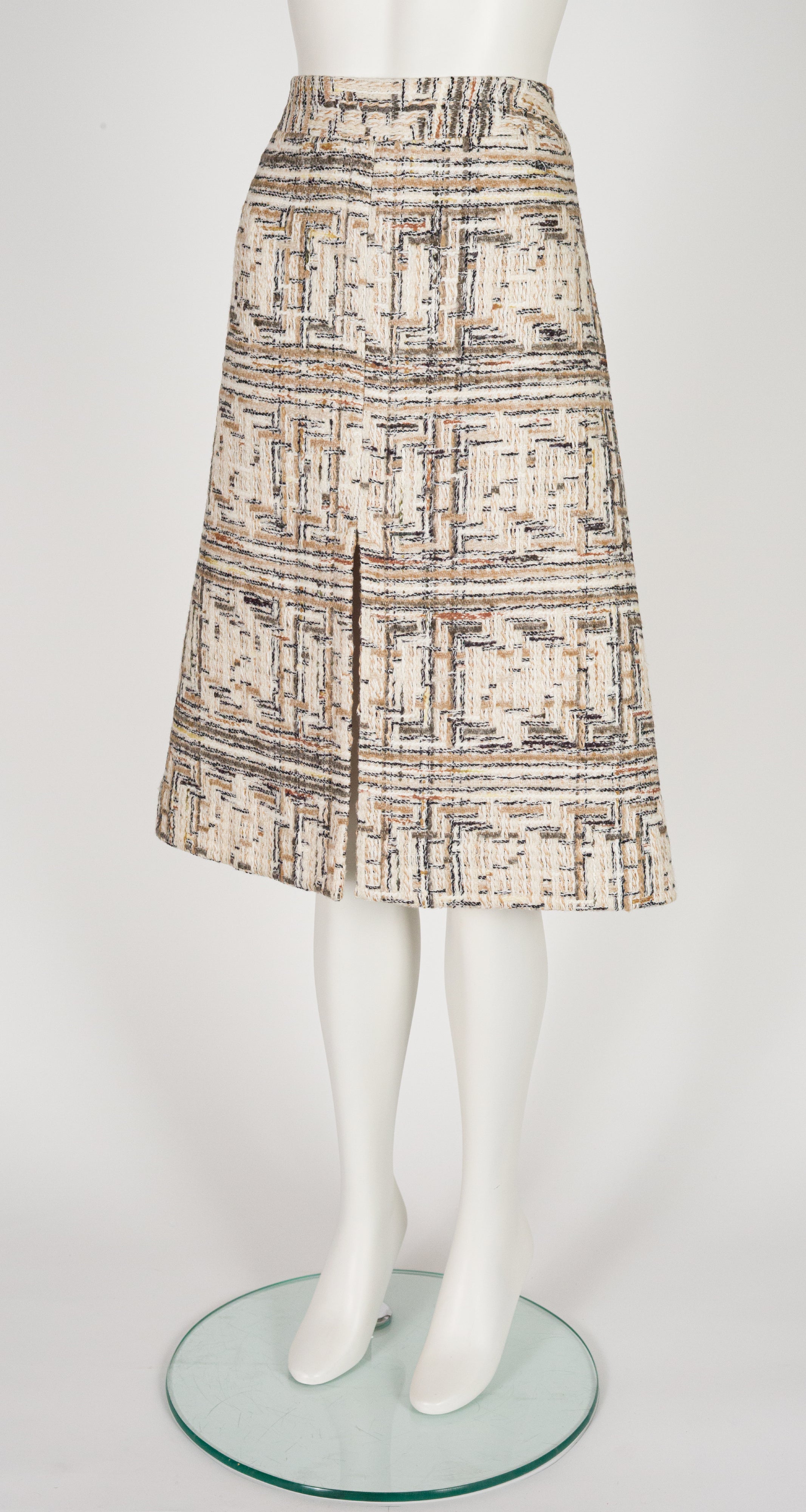1970s Tweed Wool A-Line Slit Skirt