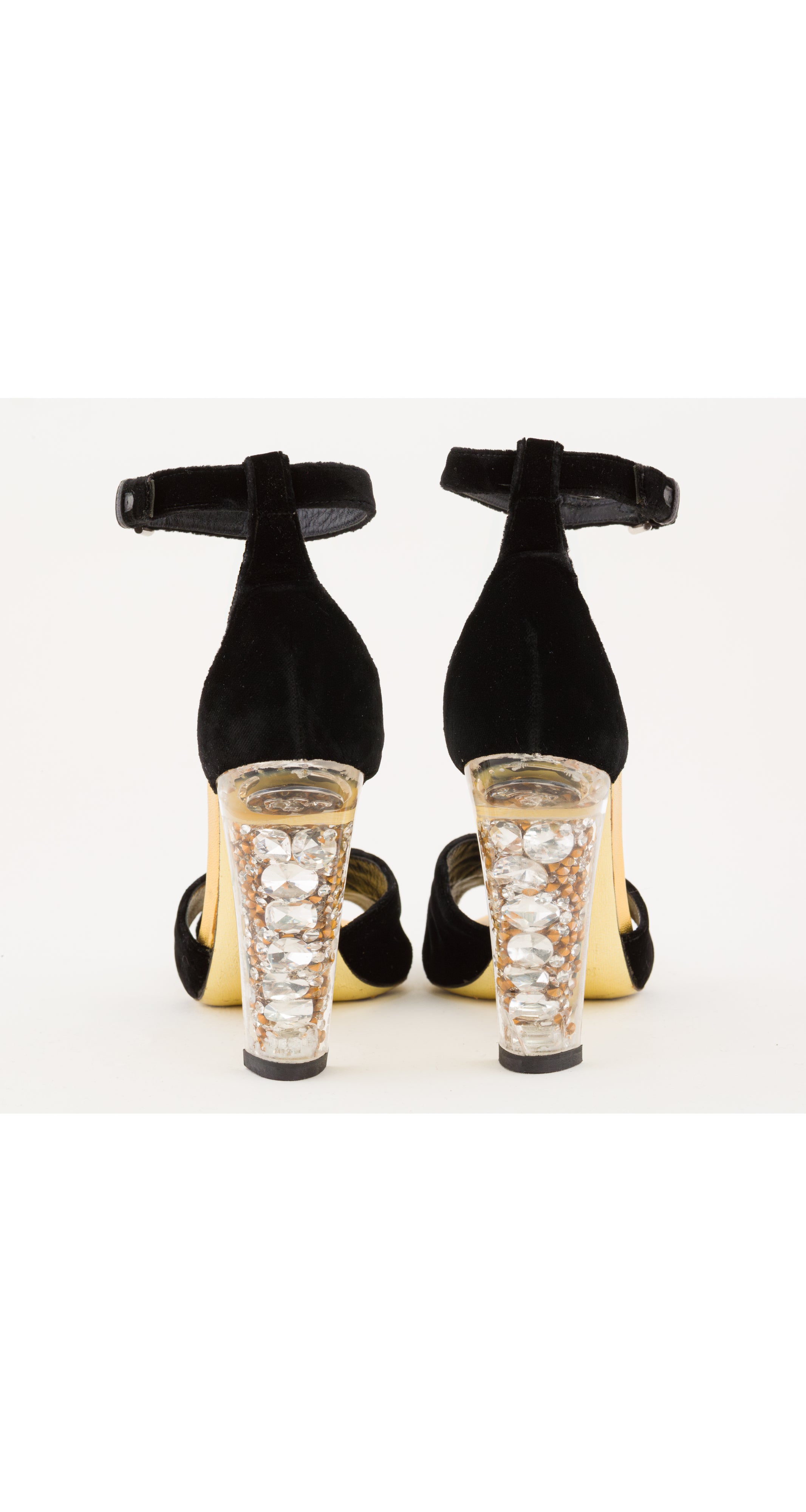 2003-04 F/W Black Velvet Rhinestone-Filled Lucite Heels