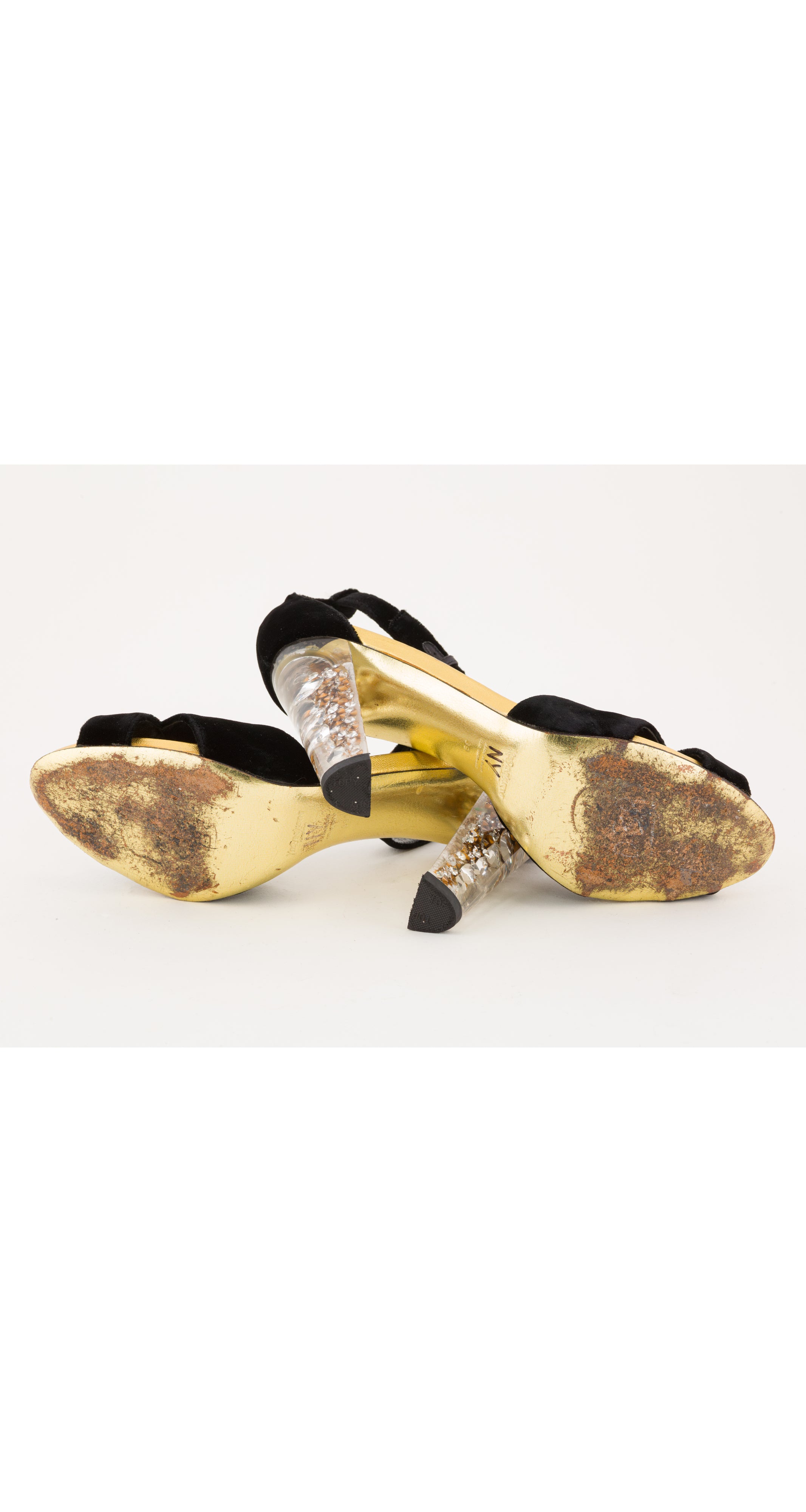 2003-04 F/W Black Velvet Rhinestone-Filled Lucite Heels