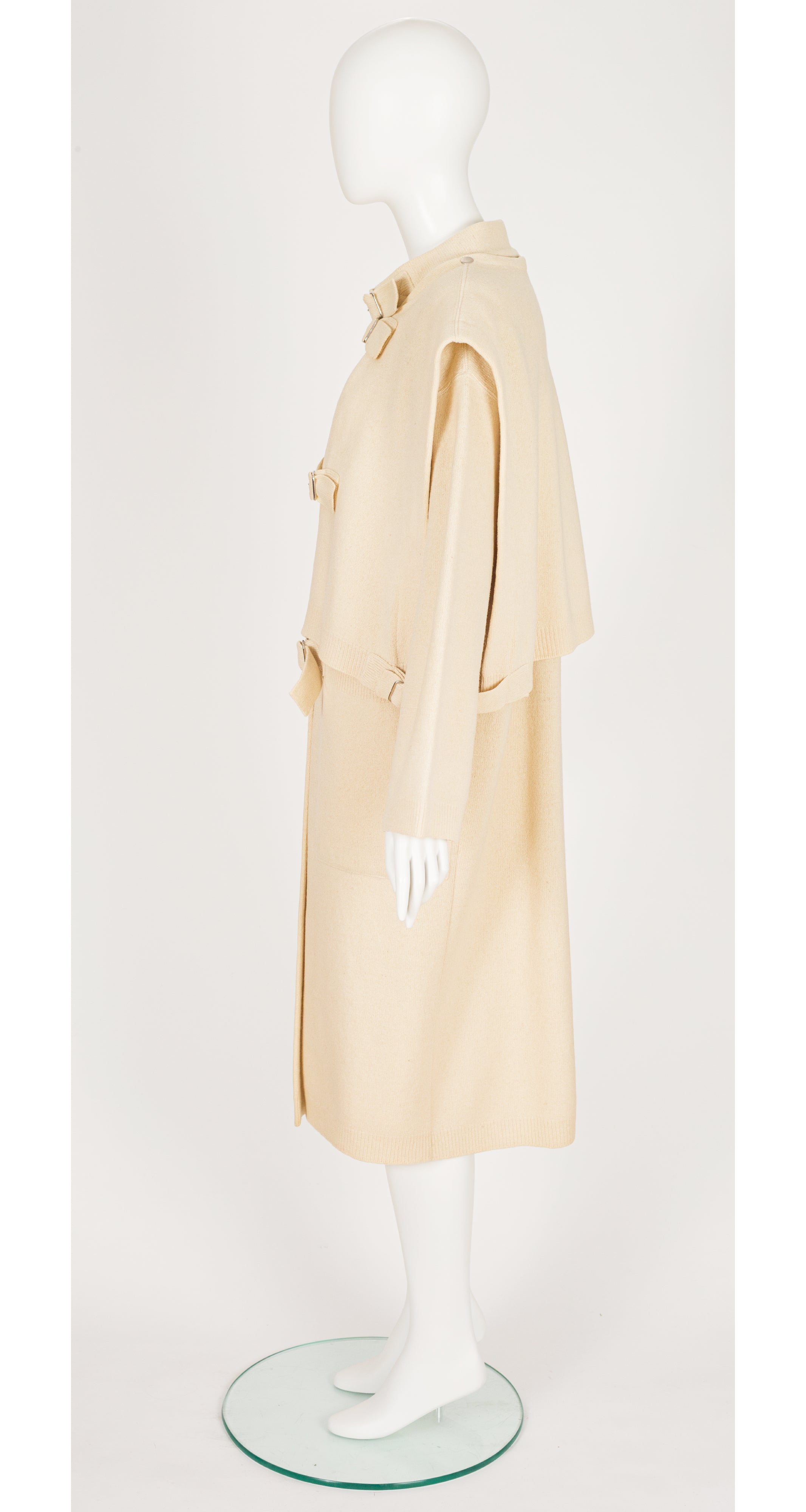 1981-82 F/W Cream Wool Knit Buckle Strap Sweater Coat