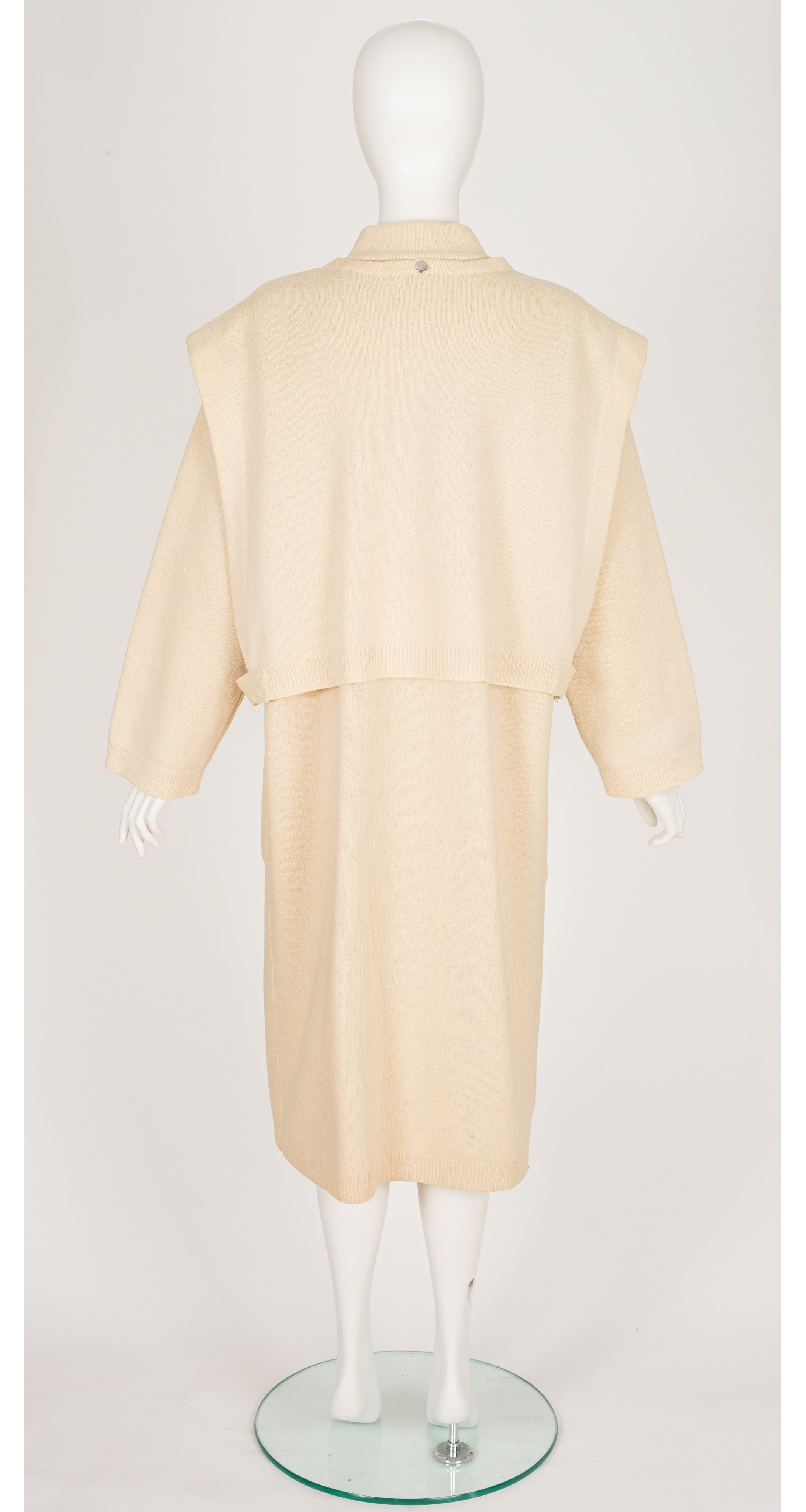 1981-82 F/W Cream Wool Knit Buckle Strap Sweater Coat