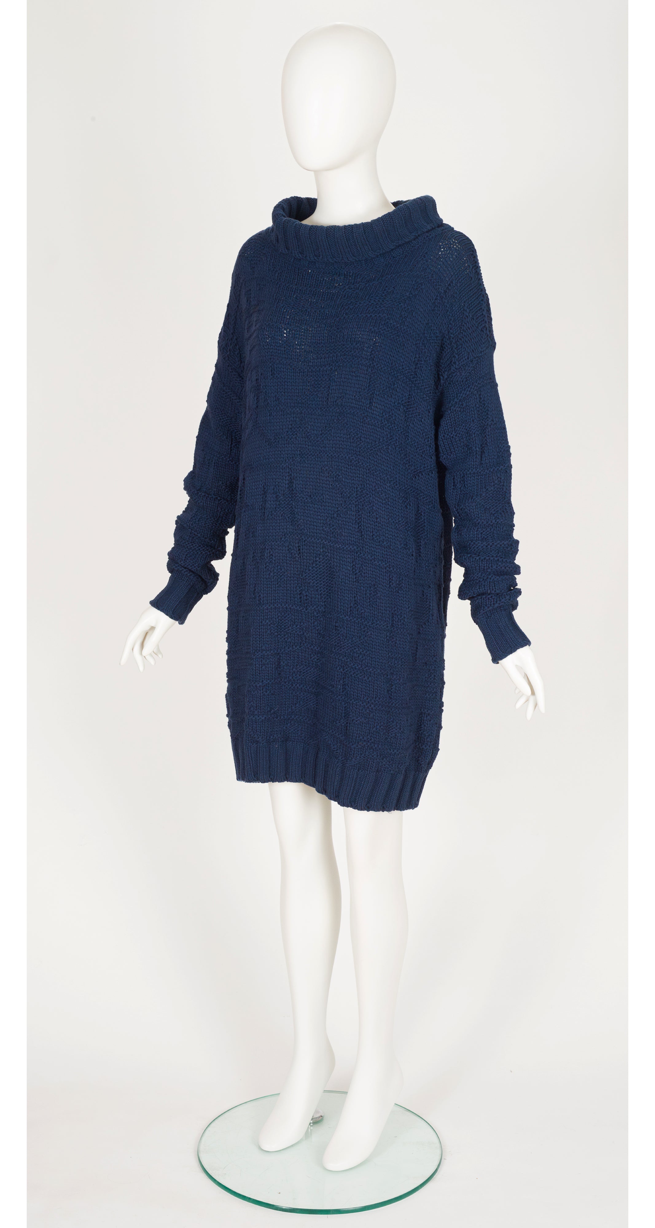 1980s Dark Blue Cotton Knit Oversized Sweater