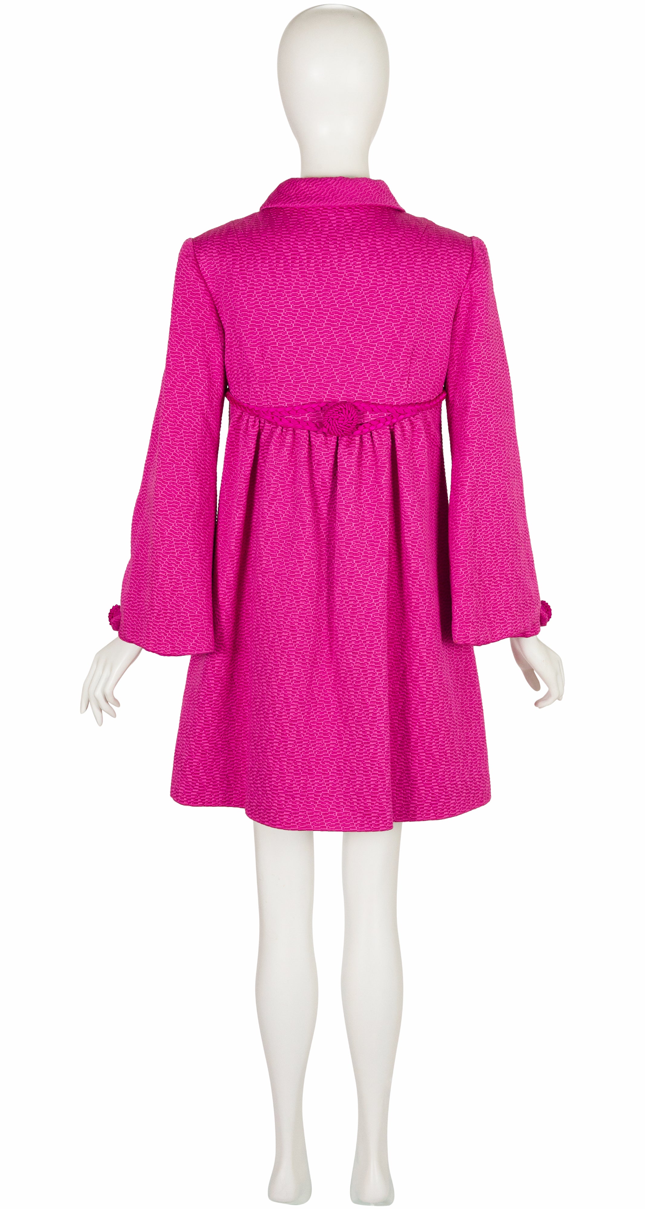 1960s Couture Fuchsia Woven Silk Asymmetrical Coat