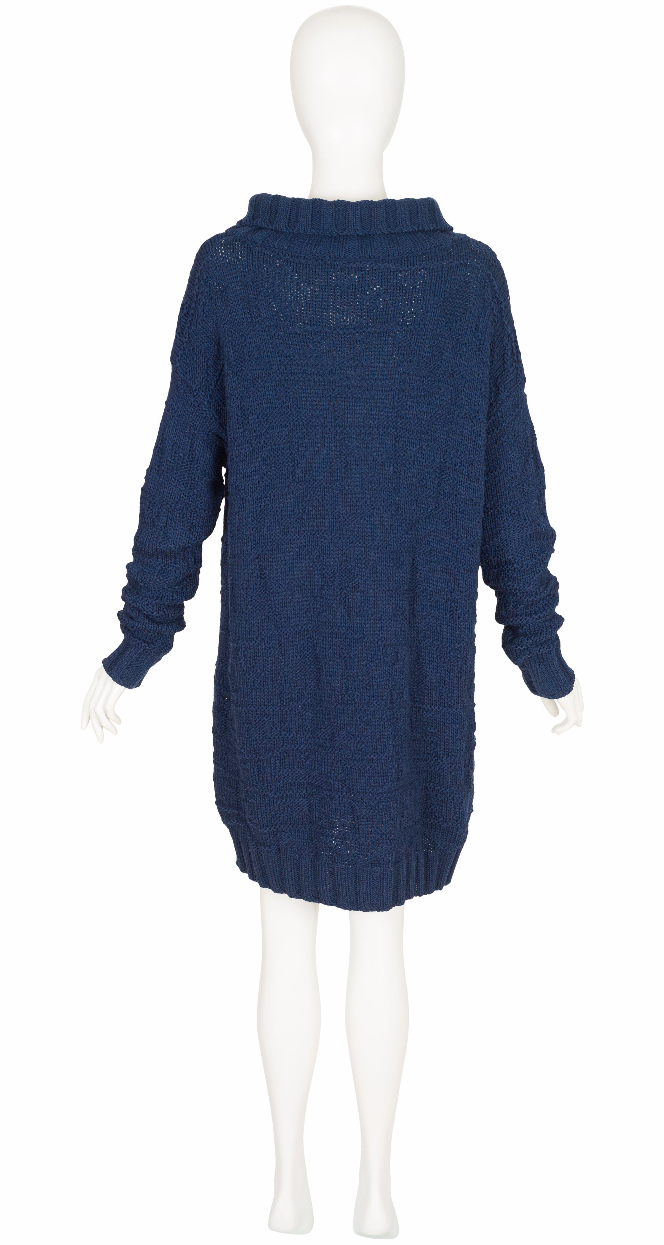 1980s Dark Blue Cotton Knit Oversized Sweater