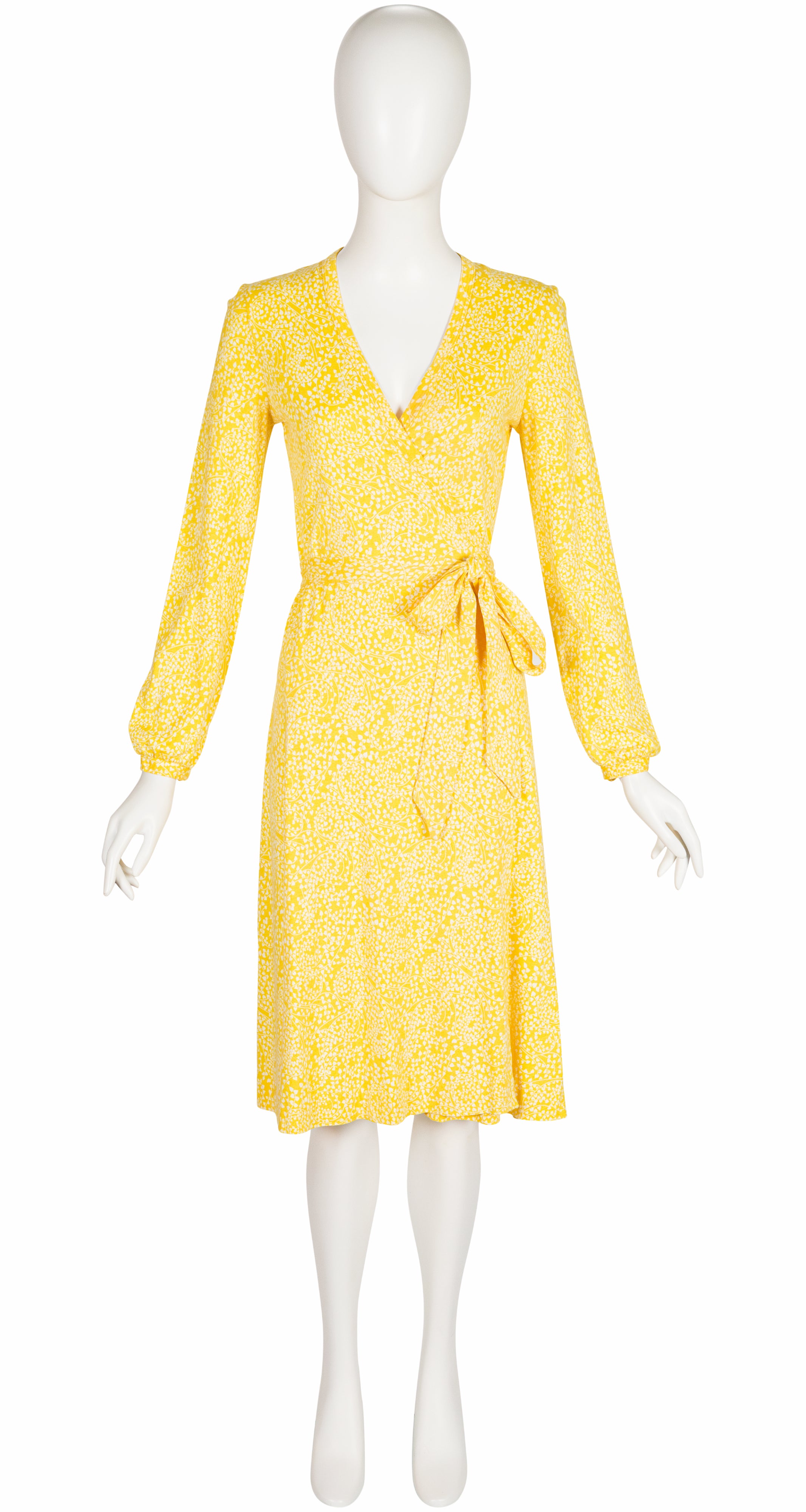 1977 F/W Ivy Print Yellow Cotton Jersey Wrap Dress