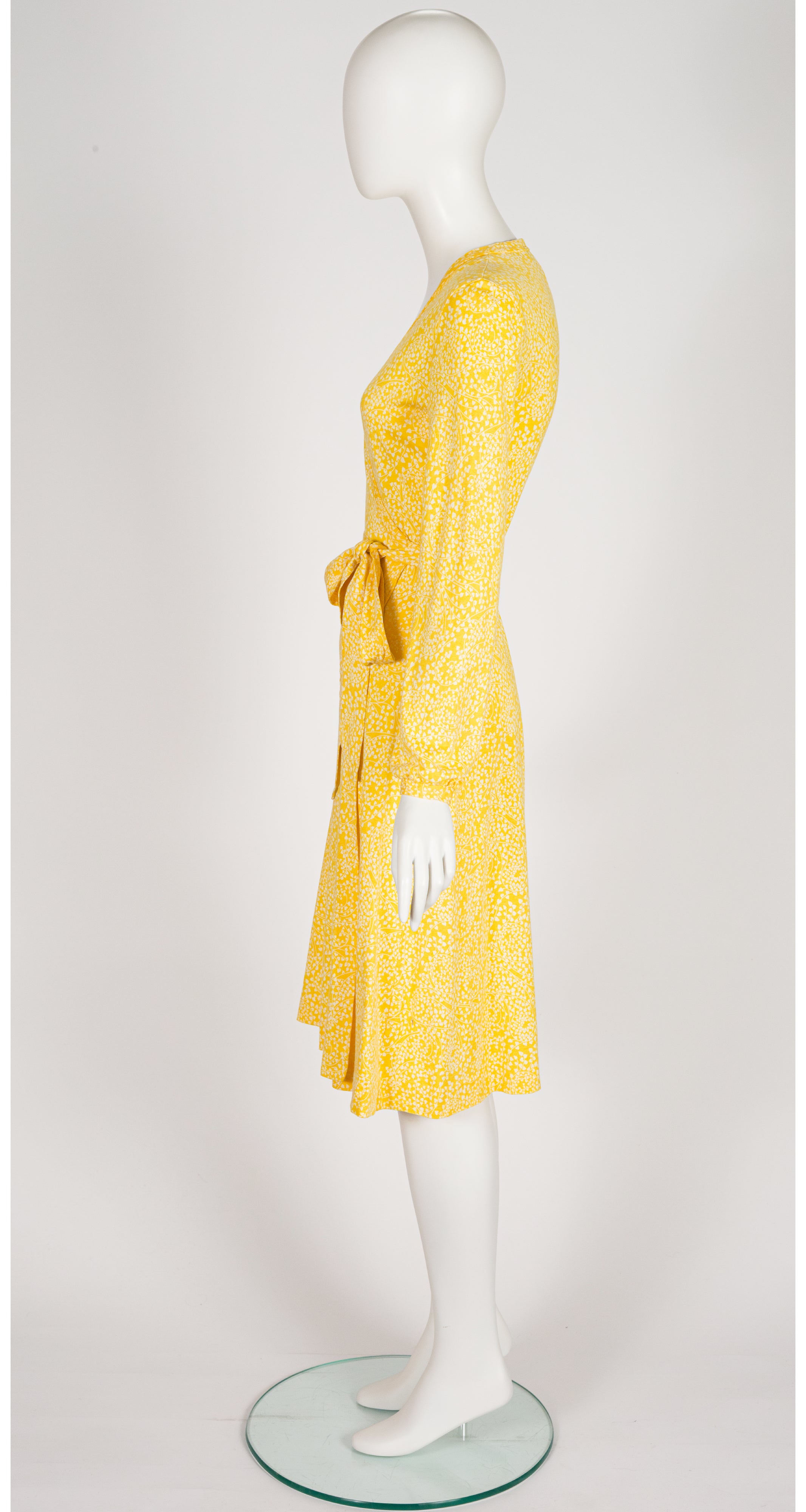 1977 F/W Ivy Print Yellow Cotton Jersey Wrap Dress
