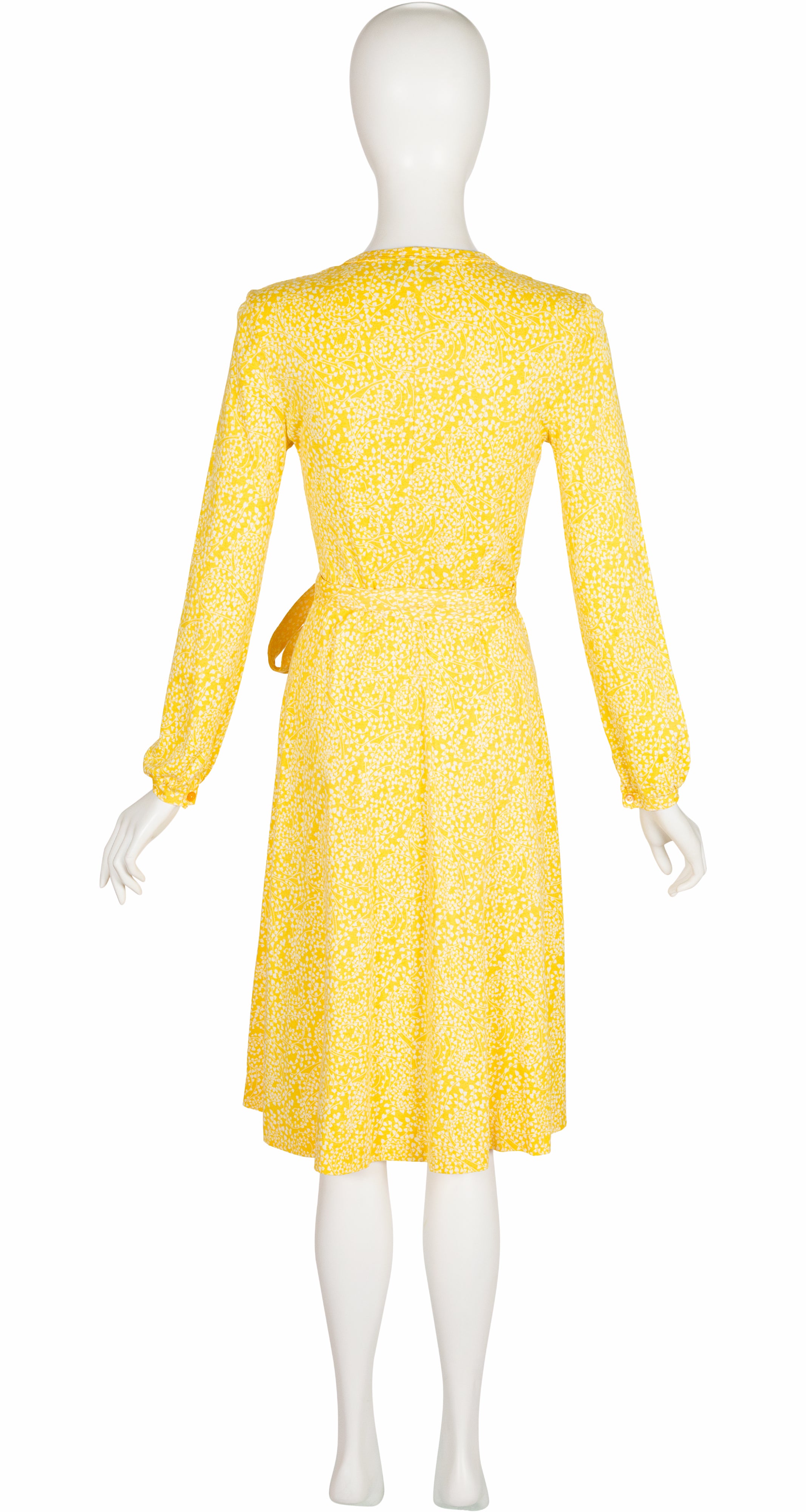 1977 F/W Ivy Print Yellow Cotton Jersey Wrap Dress