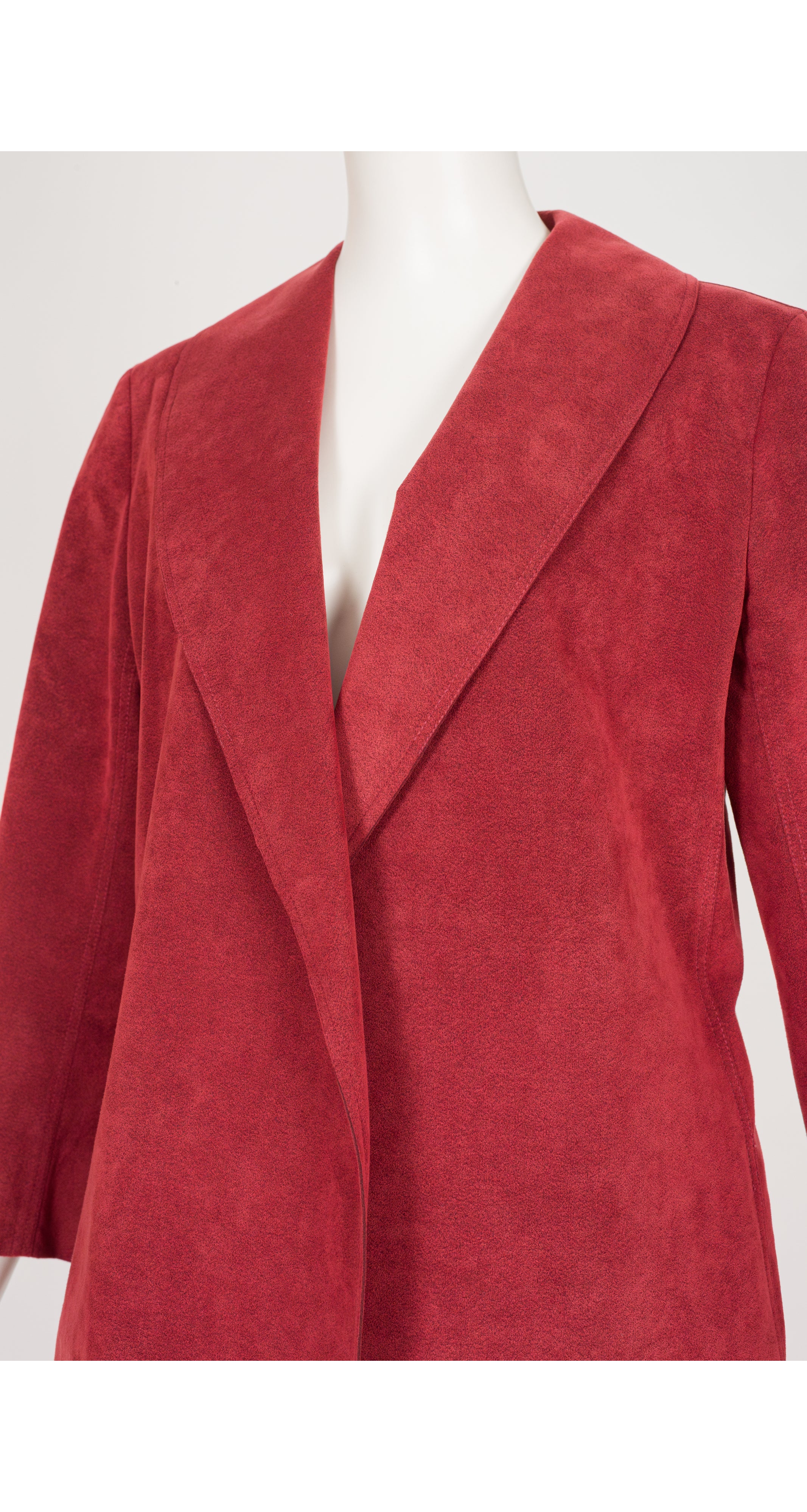 1970s Brick Red Ultrasuede Wrap Skirt Suit