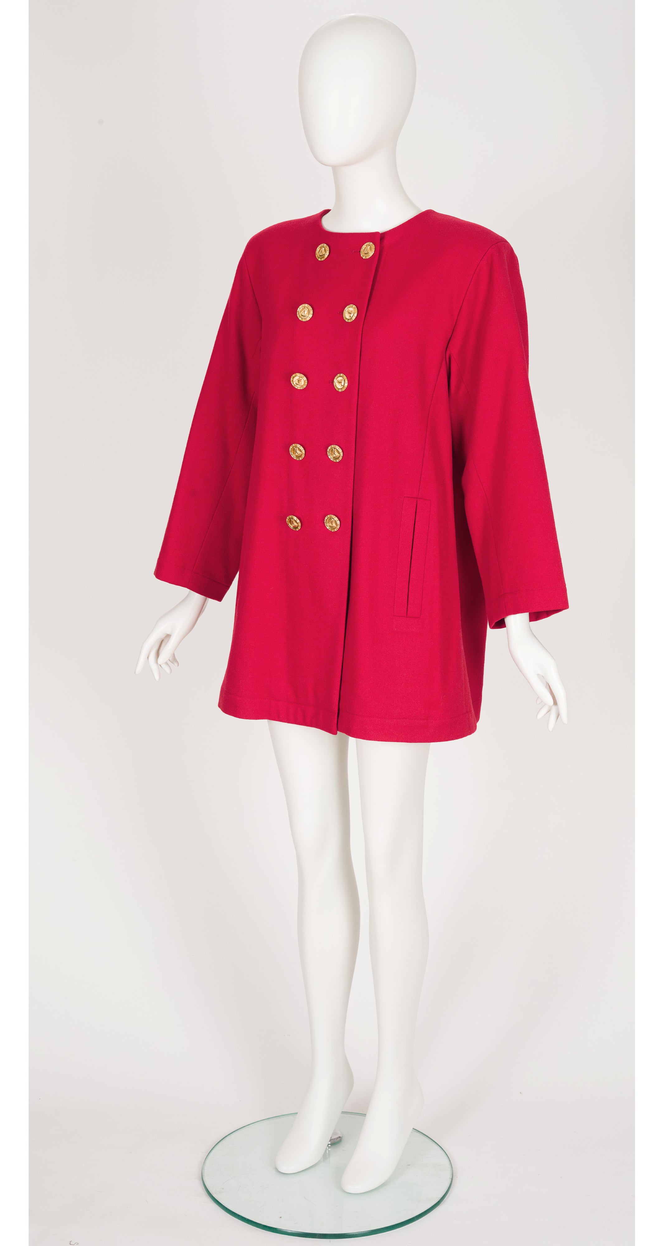 1992 S/S Nautical Red Wool Double-Breasted Pea Coat