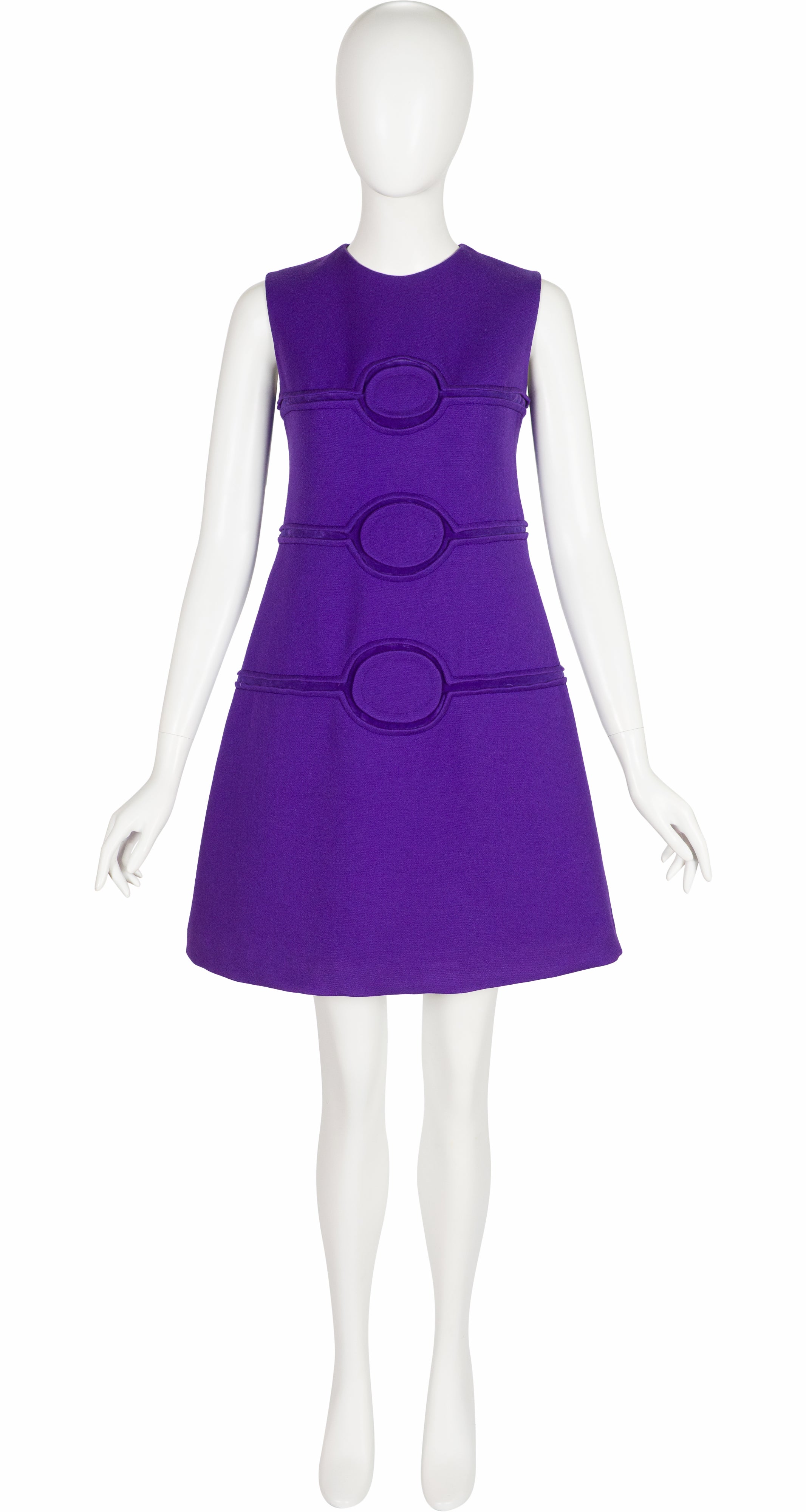 1960s Space Age Geometric Purple Wool Dress