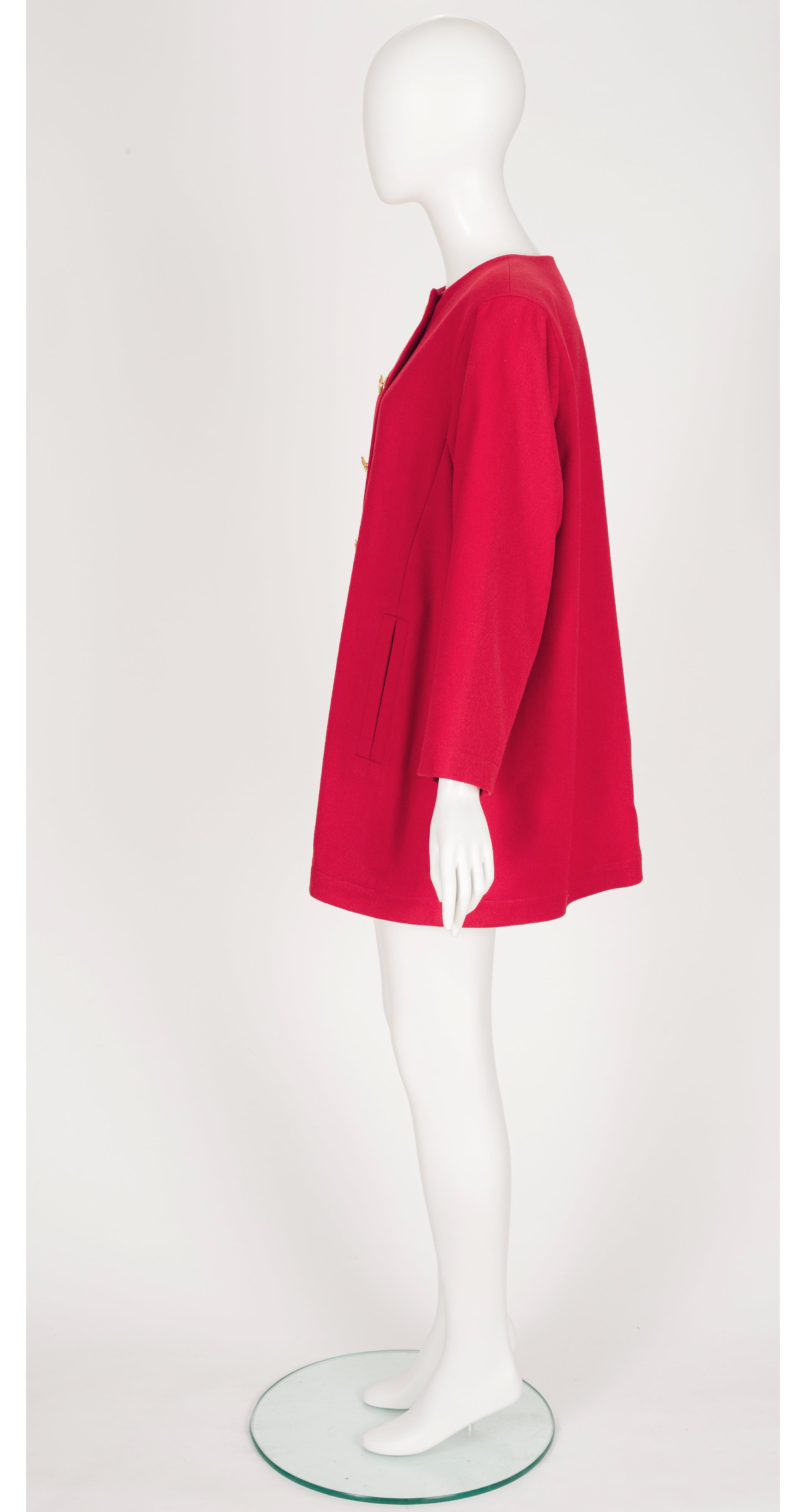 1992 S/S Nautical Red Wool Double-Breasted Pea Coat