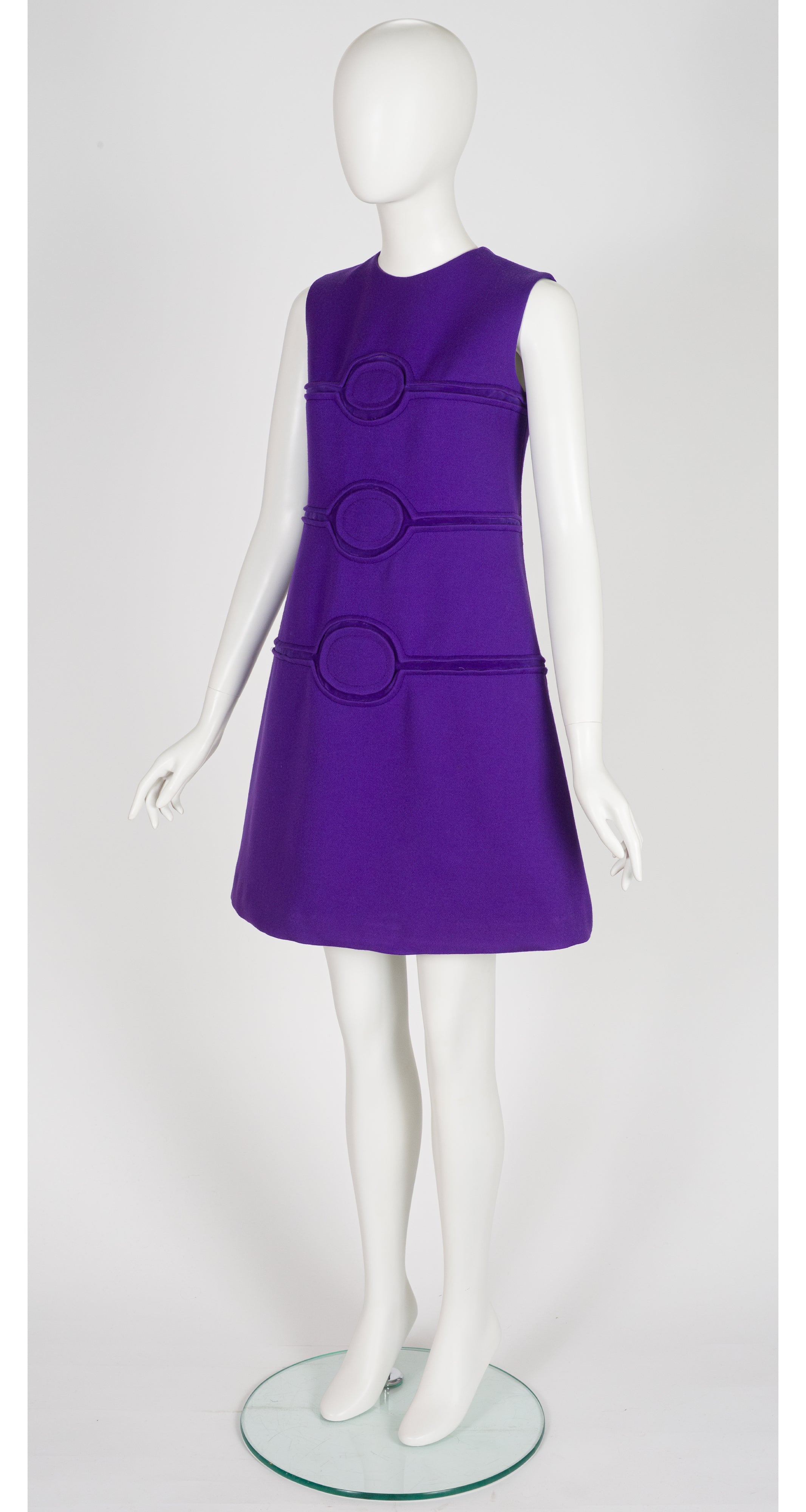 1960s Space Age Geometric Purple Wool Dress
