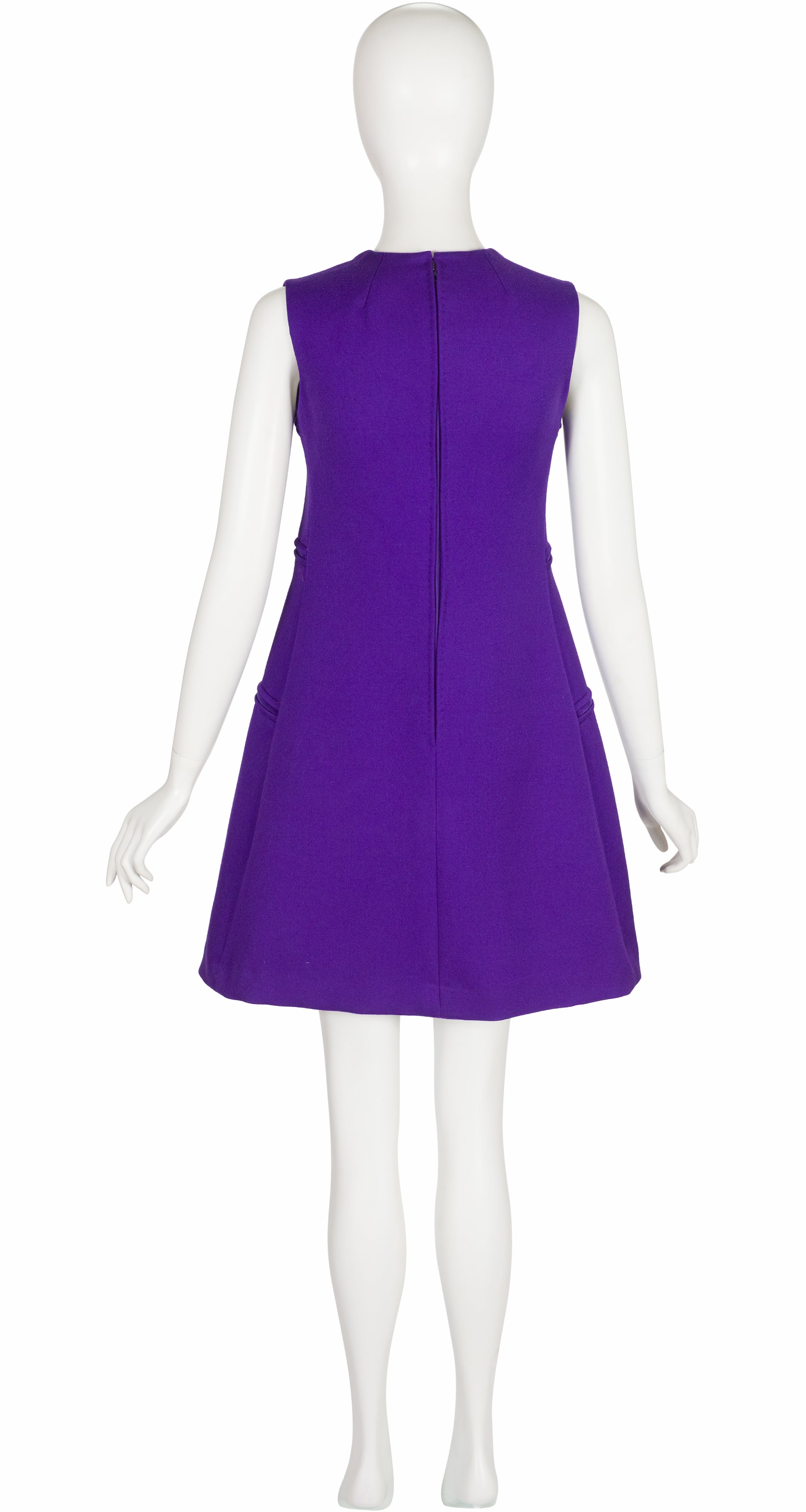 1960s Space Age Geometric Purple Wool Dress