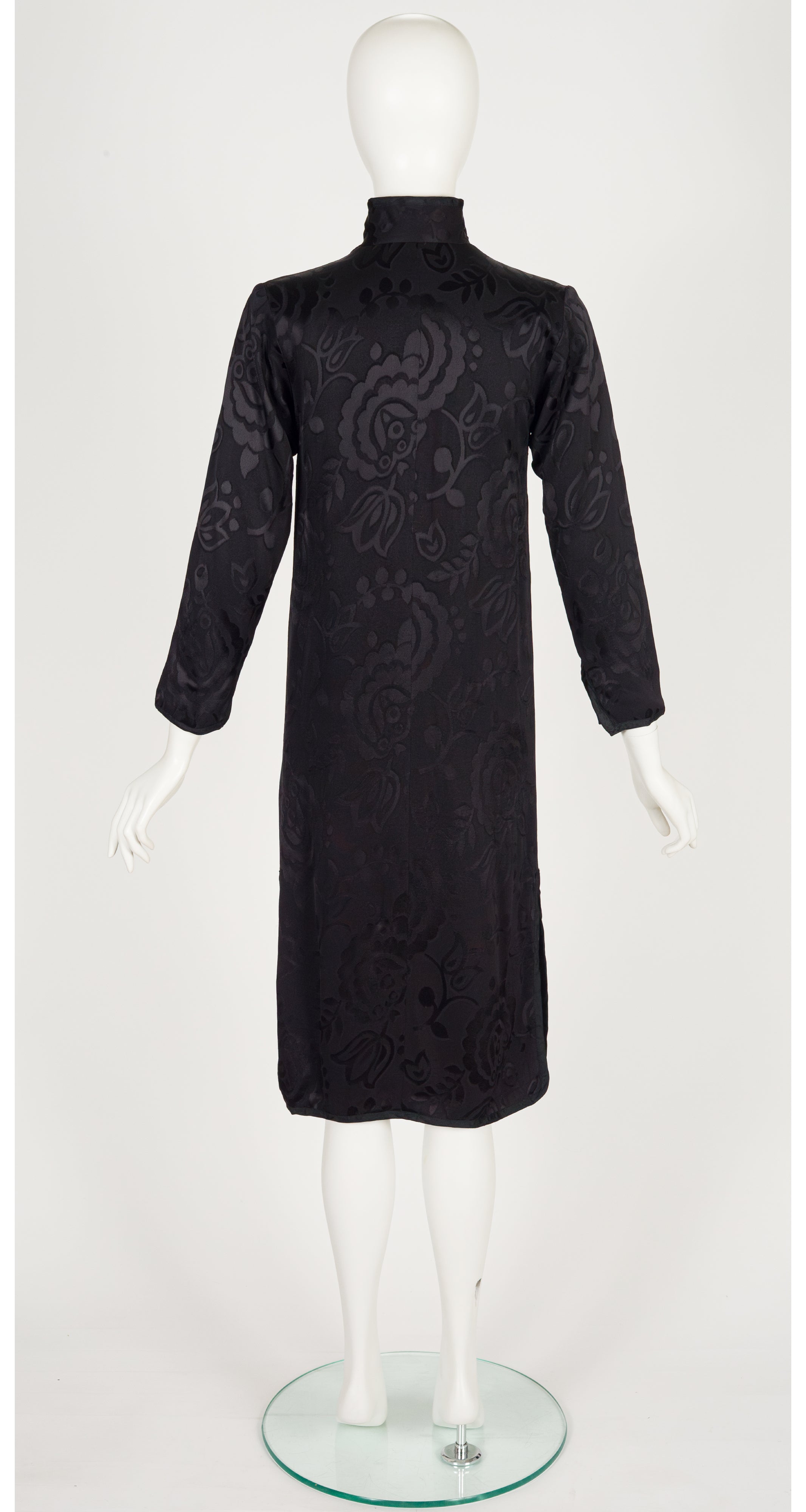 1979-80 F/W Black Floral Jacquard Faille Tunic Dress