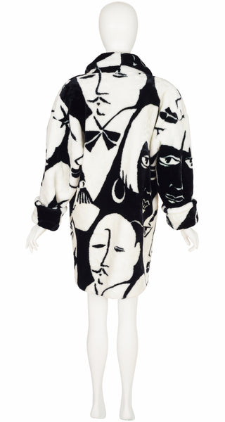 Donnybrook 1980s Face Print Faux Fur Oversized Coat – Featherstone