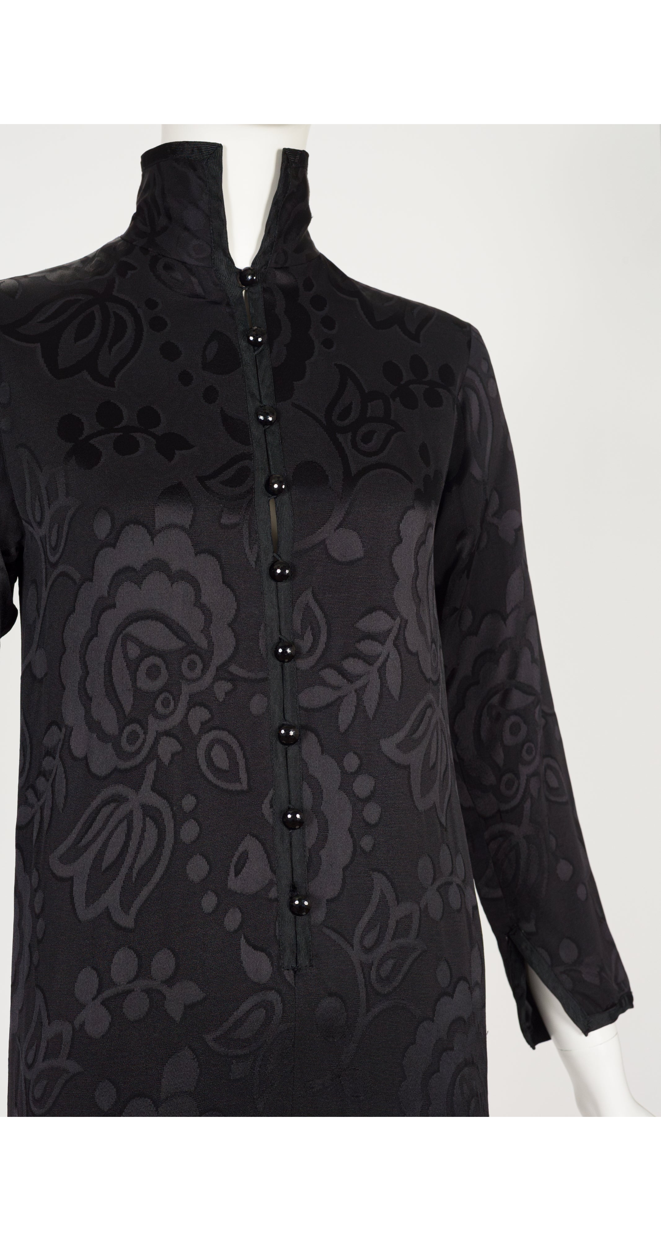 1979-80 F/W Black Floral Jacquard Faille Tunic Dress