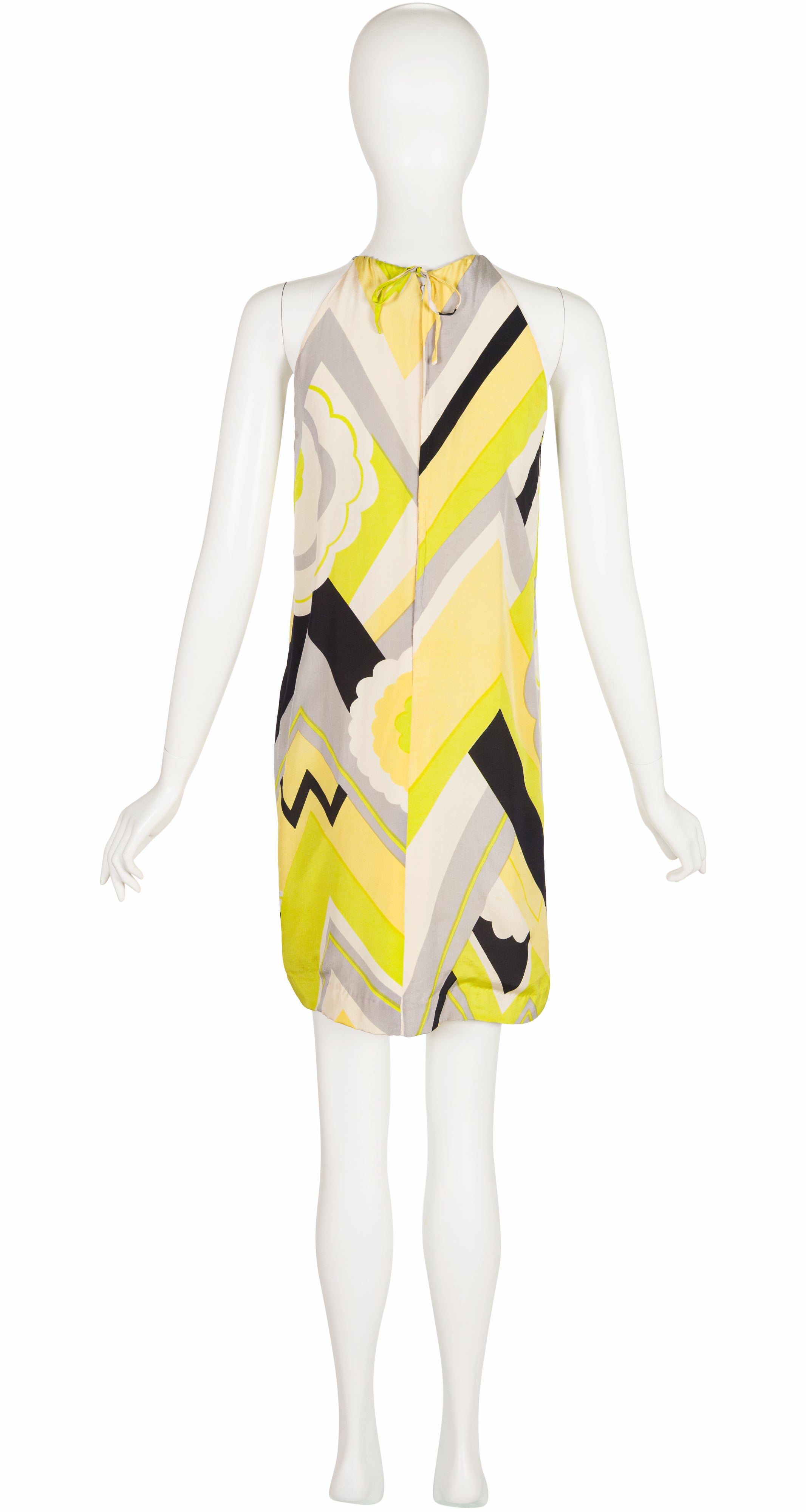 1960s Art Deco Floral Print Silk Shift Dress