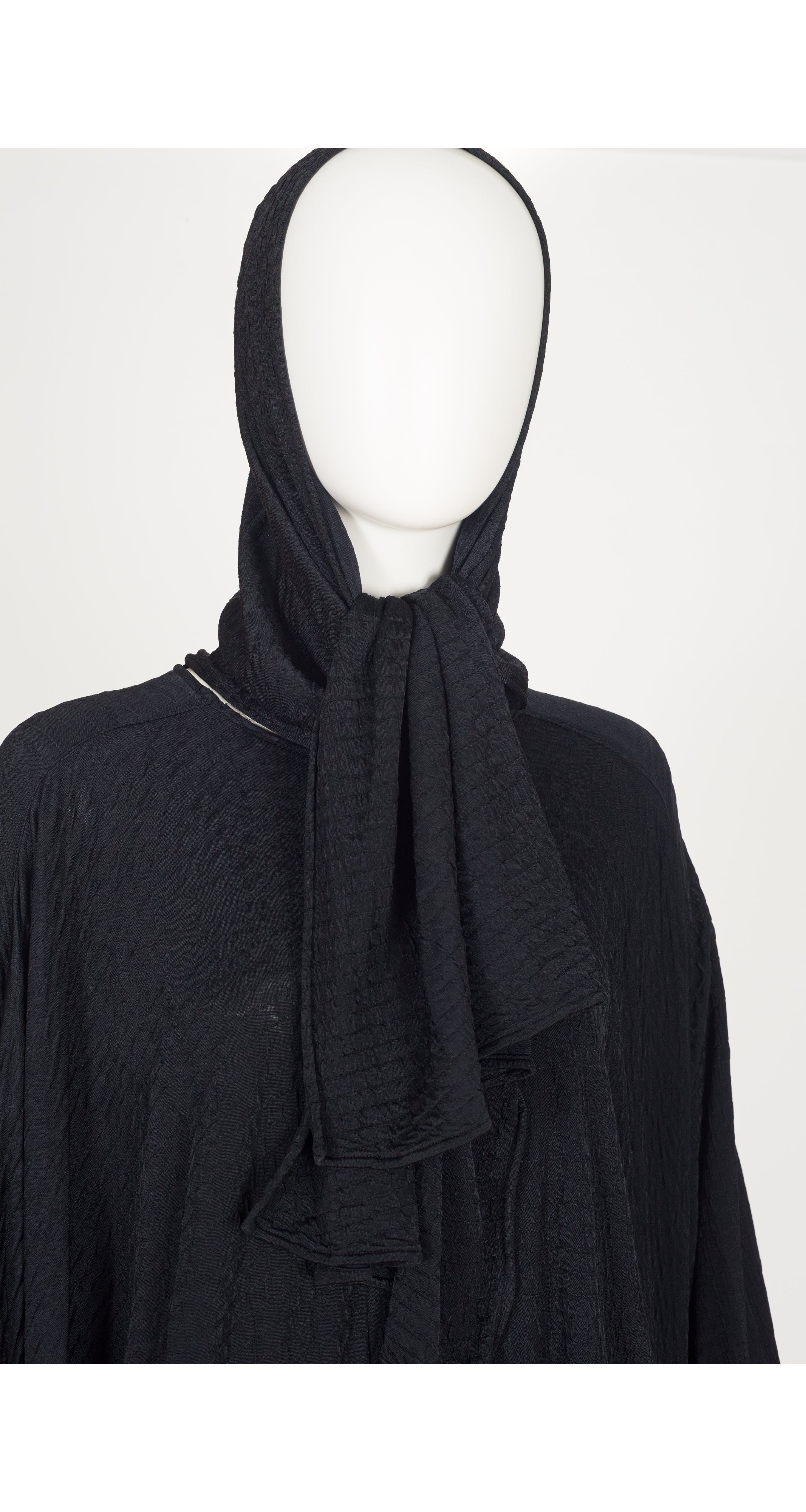 1980s Black Viscose Jersey Cocoon Tunic Dress