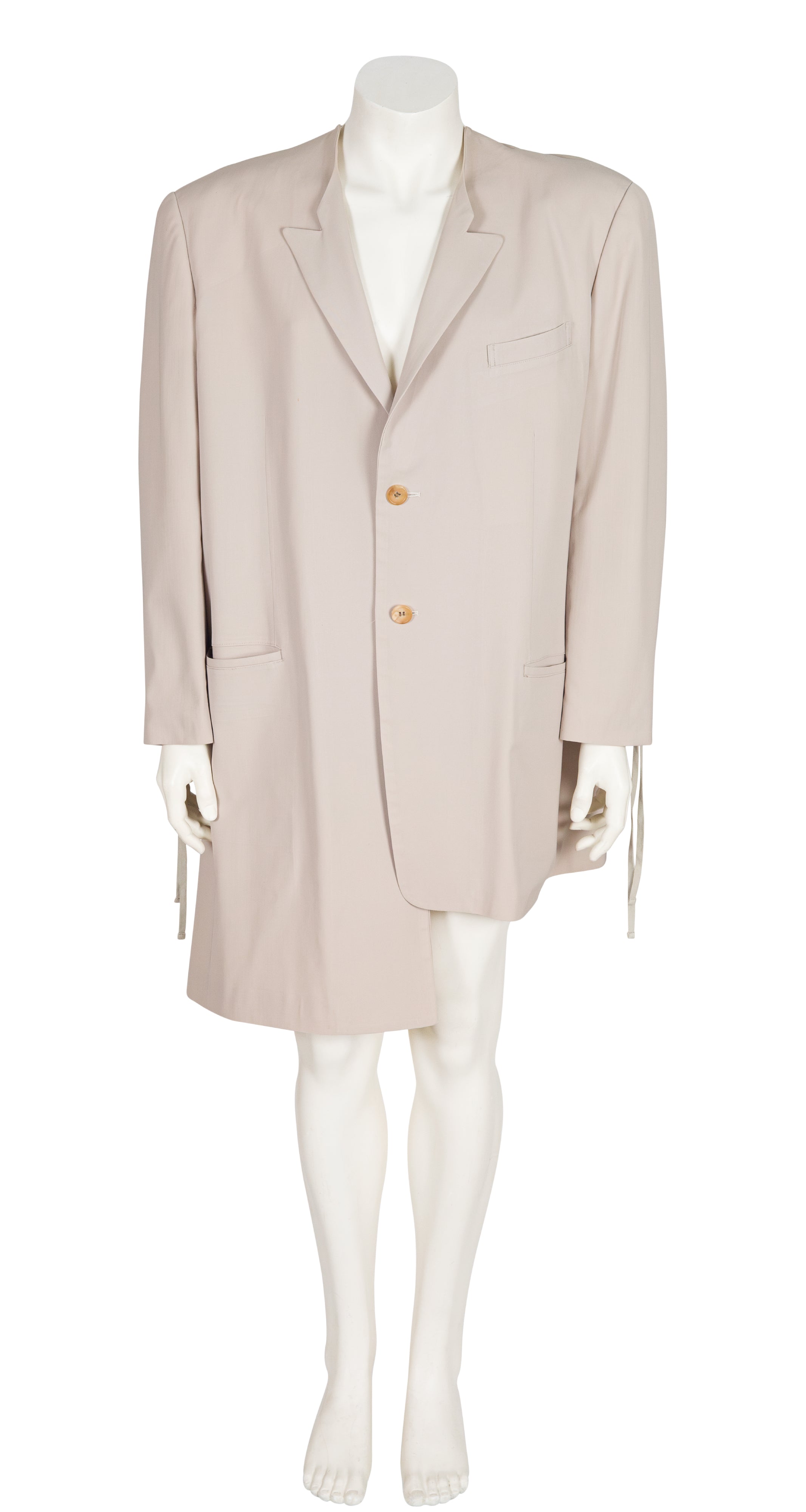 1994 S/S Beige Gabardine Asymmetrical Oversized Blazer Jacket