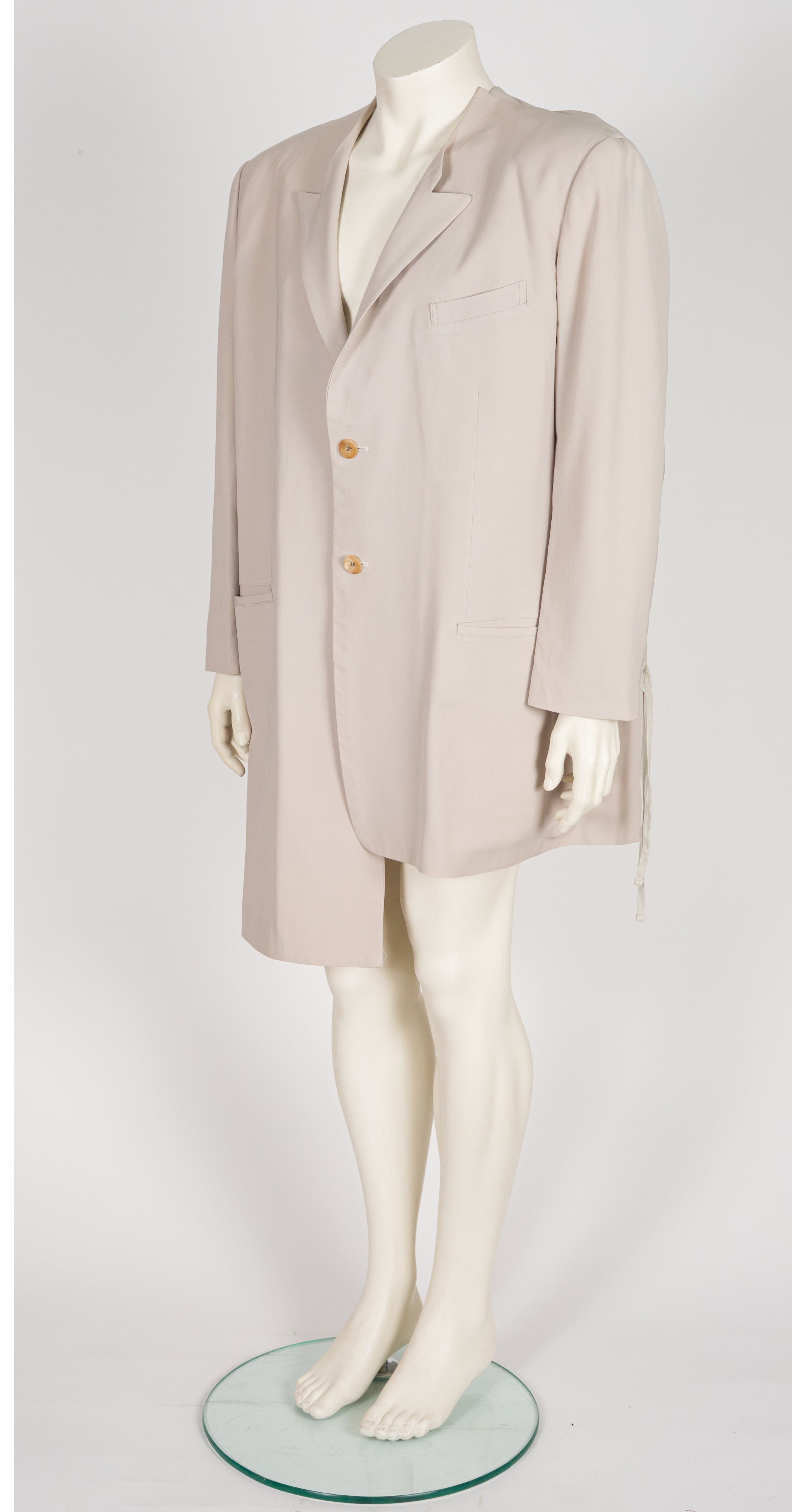 1994 S/S Beige Gabardine Asymmetrical Oversized Blazer Jacket