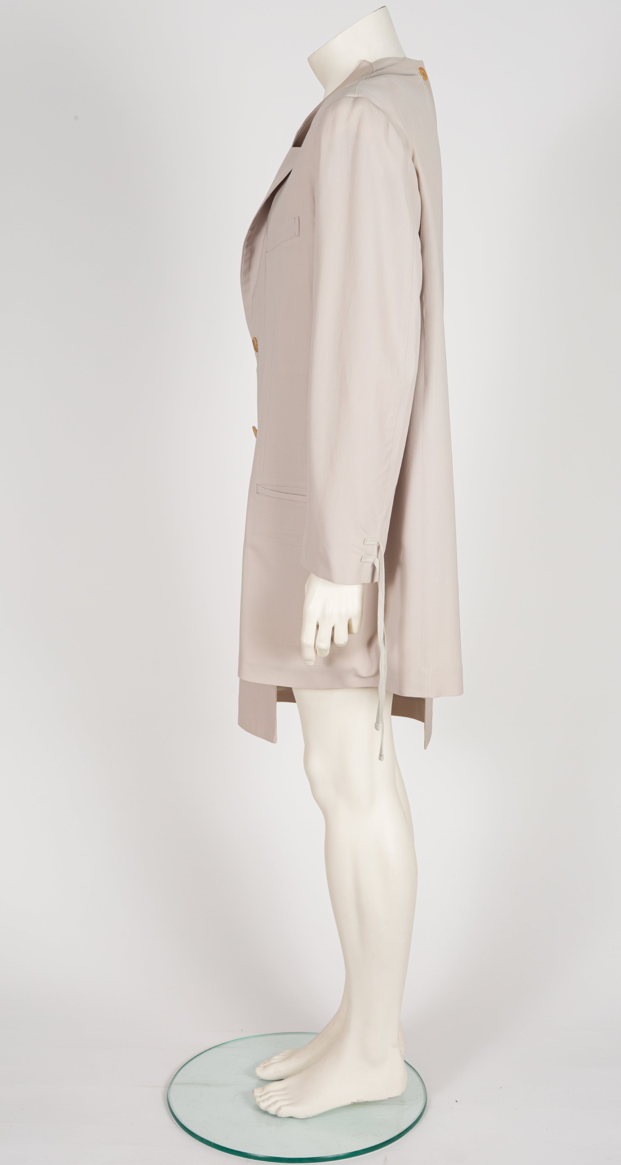 1994 S/S Beige Gabardine Asymmetrical Oversized Blazer Jacket