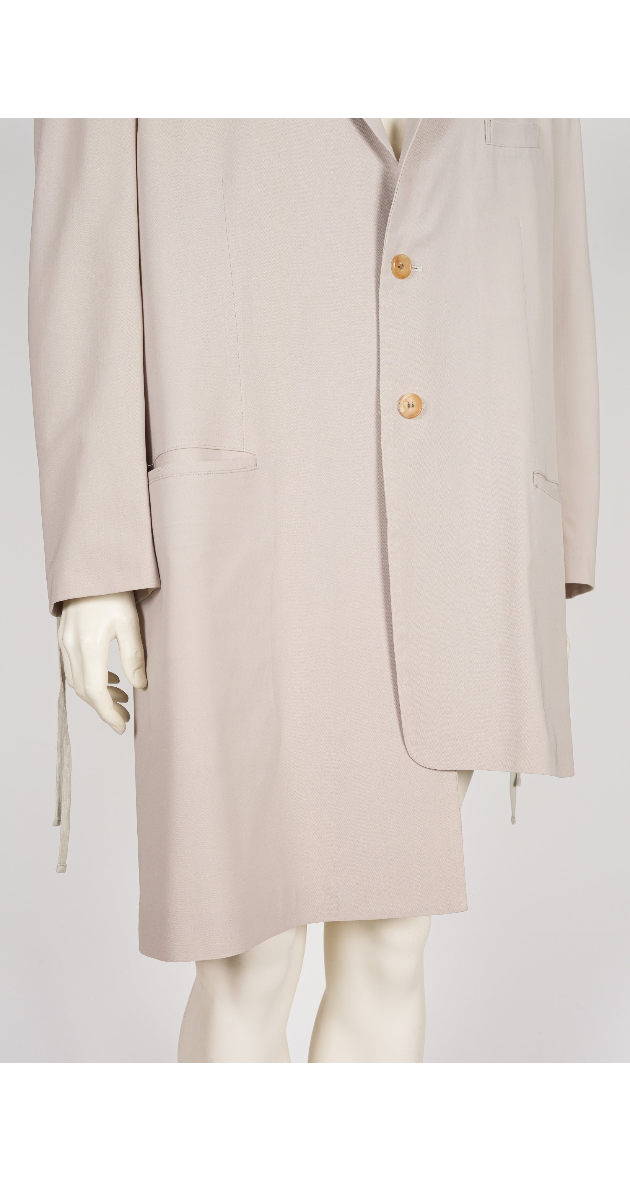 1994 S/S Beige Gabardine Asymmetrical Oversized Blazer Jacket