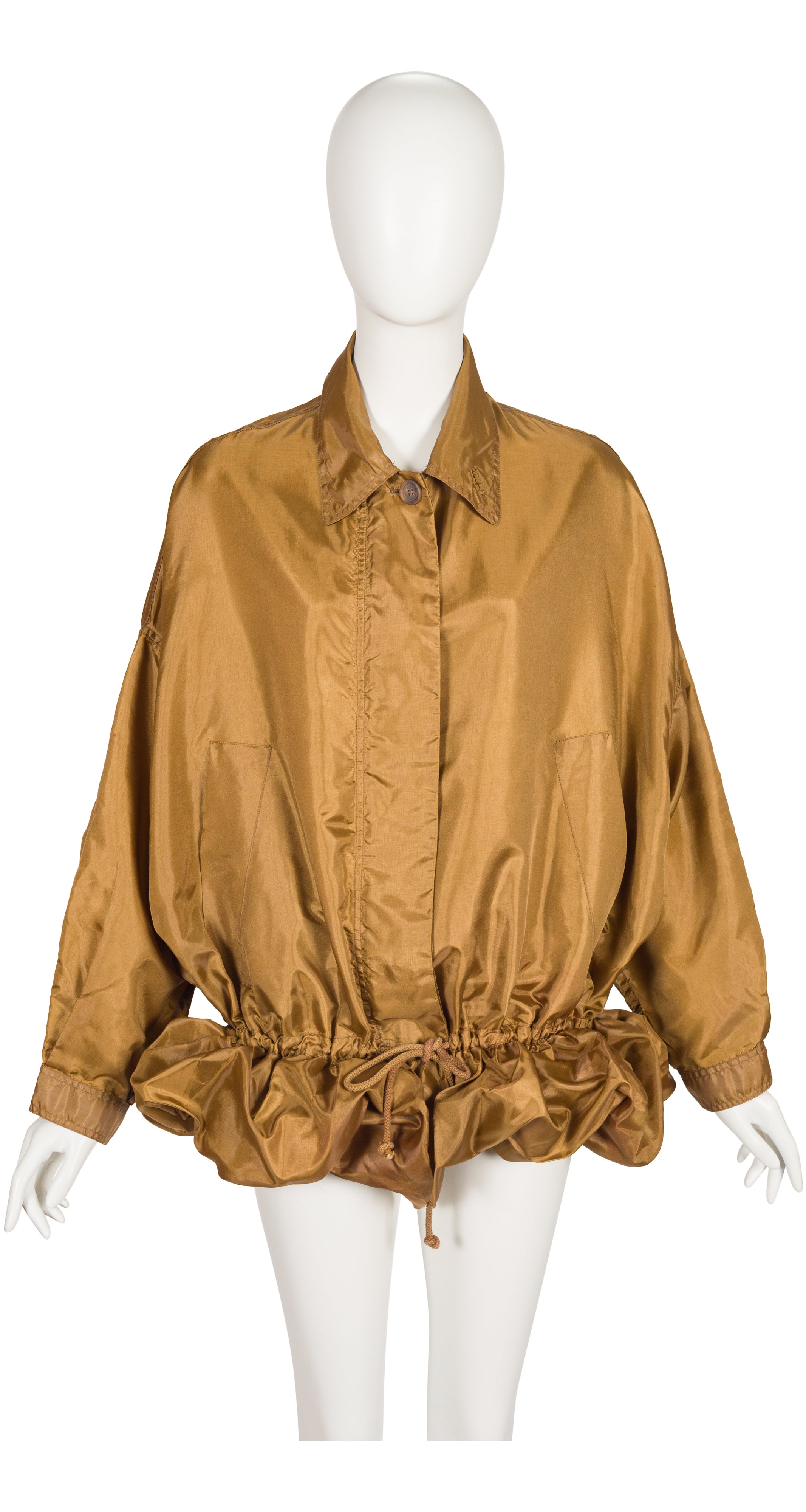 1990s Caramel Blouson Drawstring Light Jacket