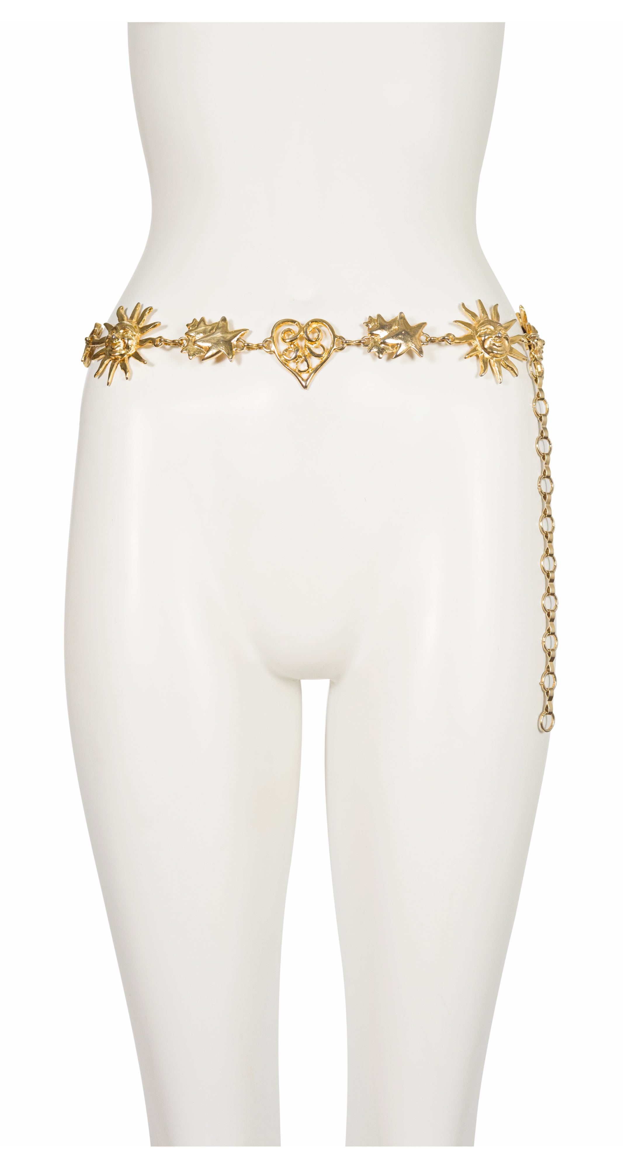 1990s Celestial Heart Gold-Tone Metal Chain Belt