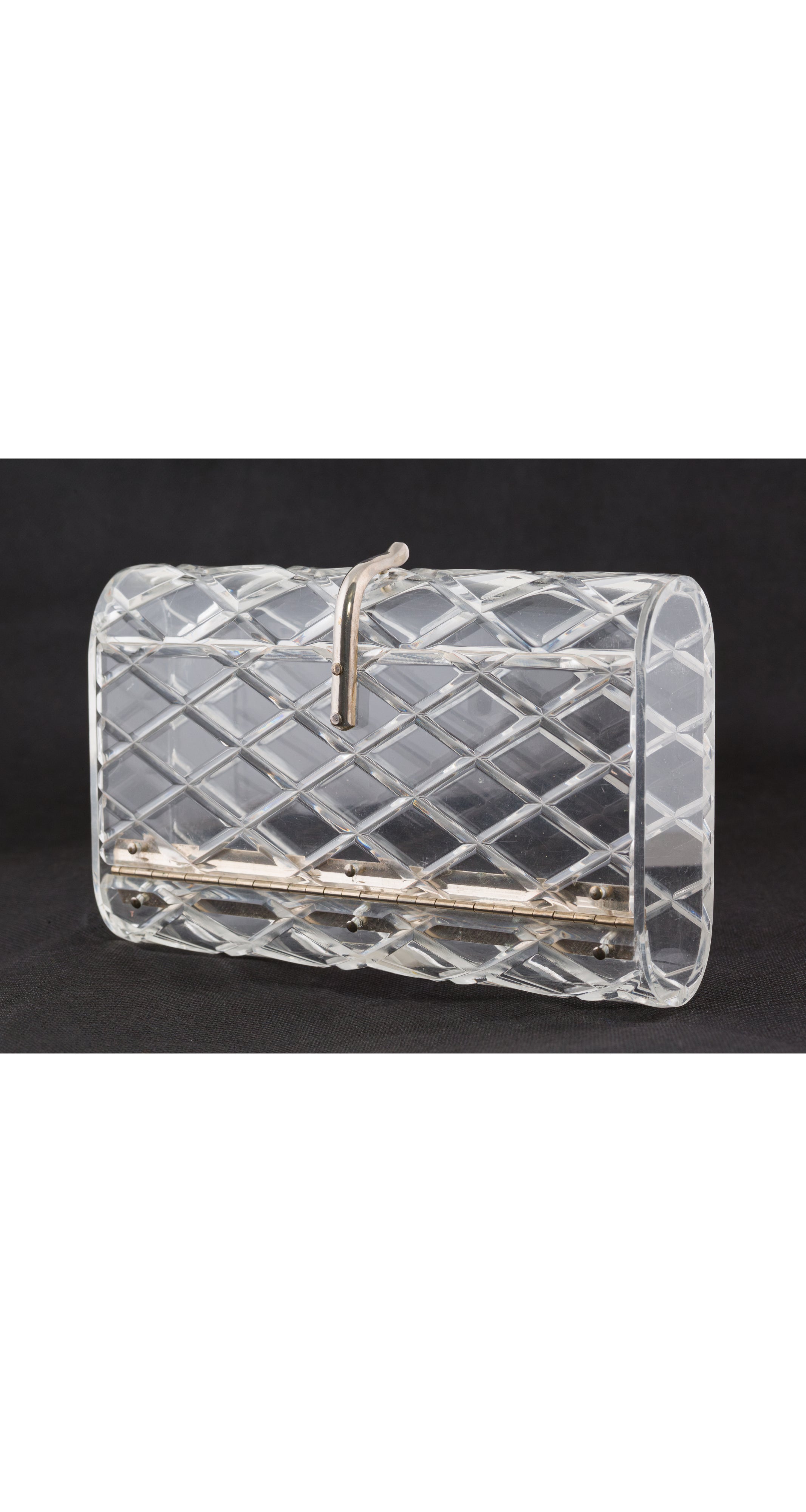 1950s Clear Diamond Cut Lucite Box Clutch