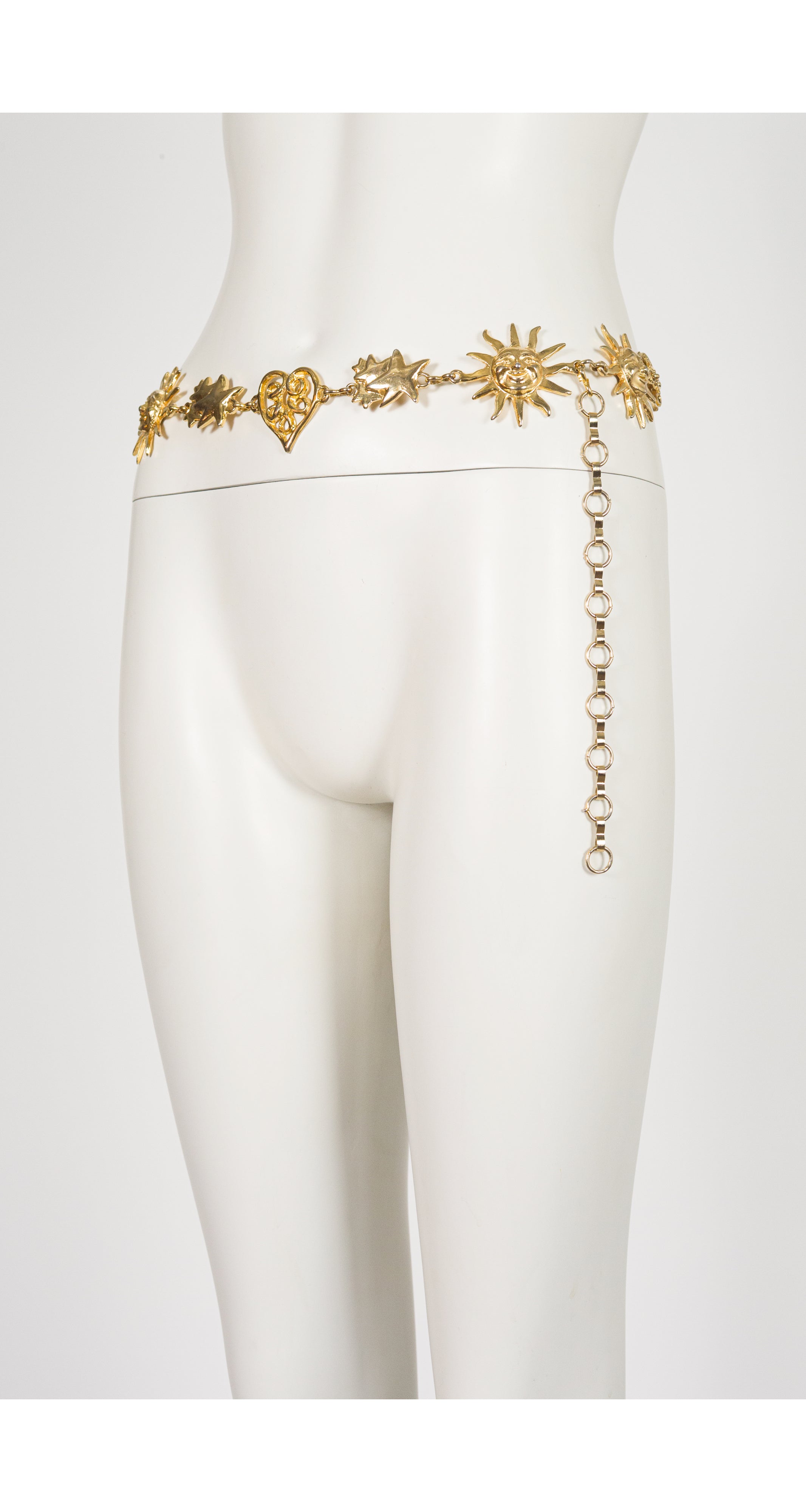 1990s Celestial Heart Gold-Tone Metal Chain Belt