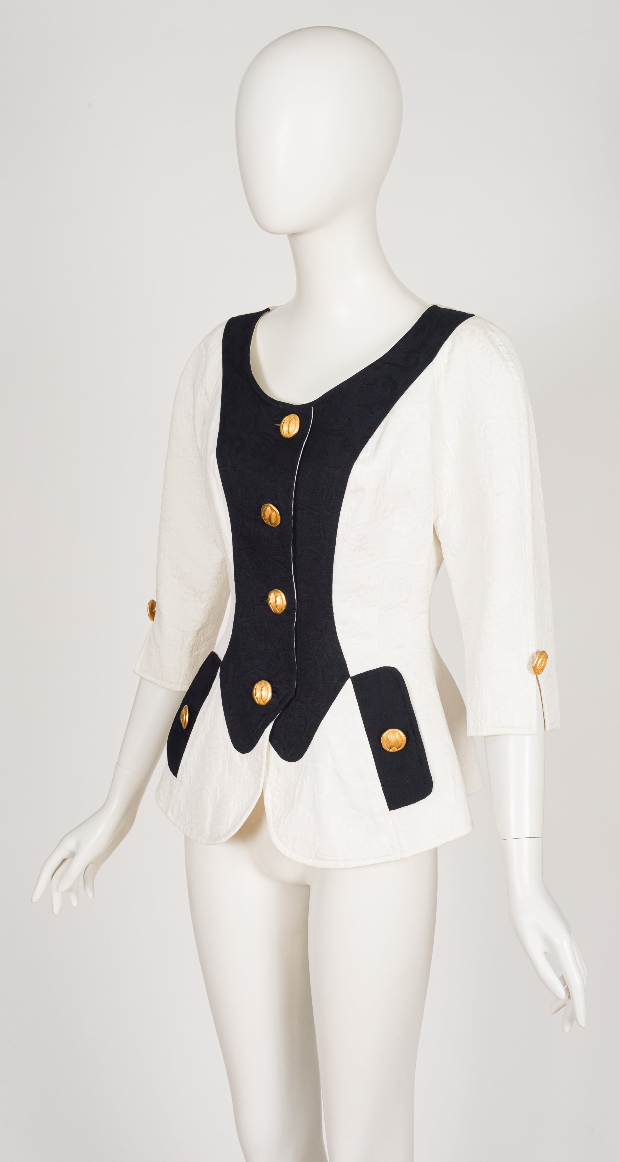 1993 S/S Black & White Cotton Brocade Jacket