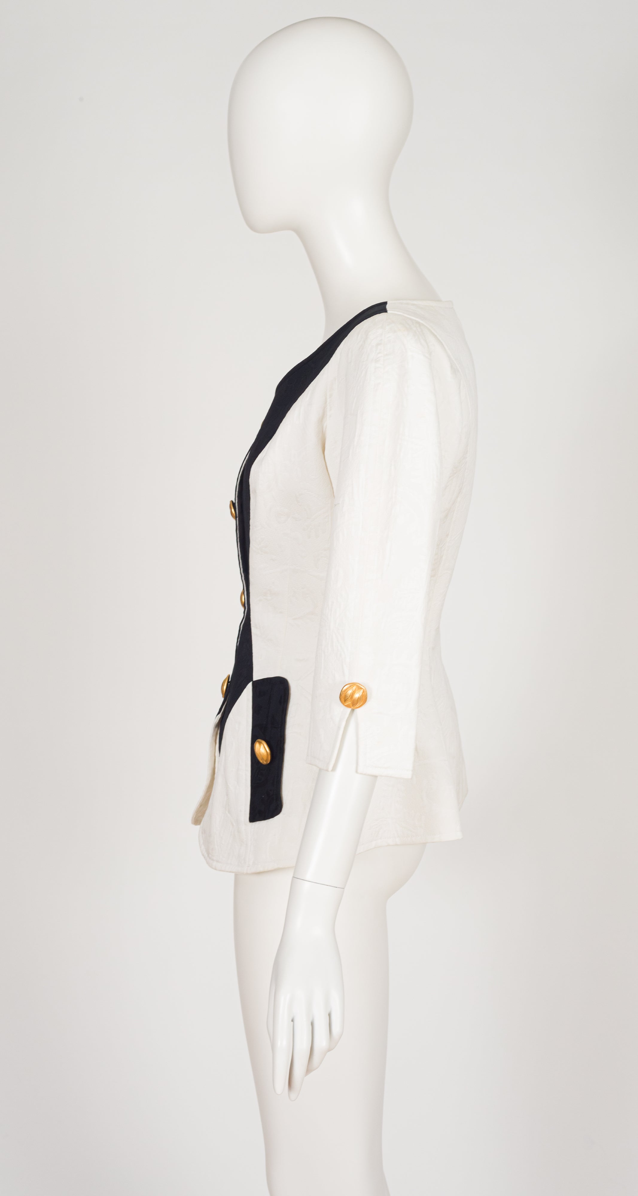 1993 S/S Black & White Cotton Brocade Jacket