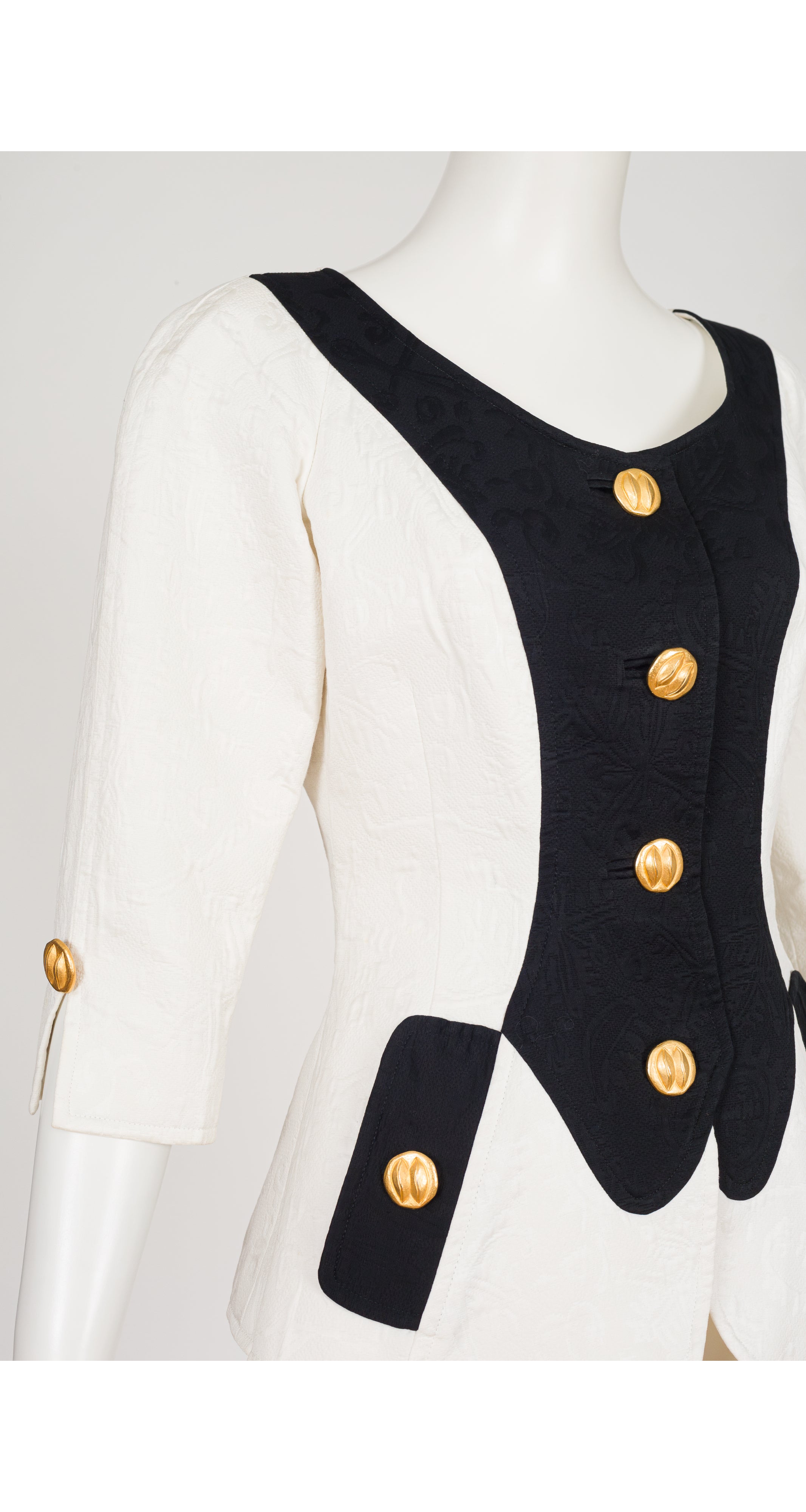 1993 S/S Black & White Cotton Brocade Jacket