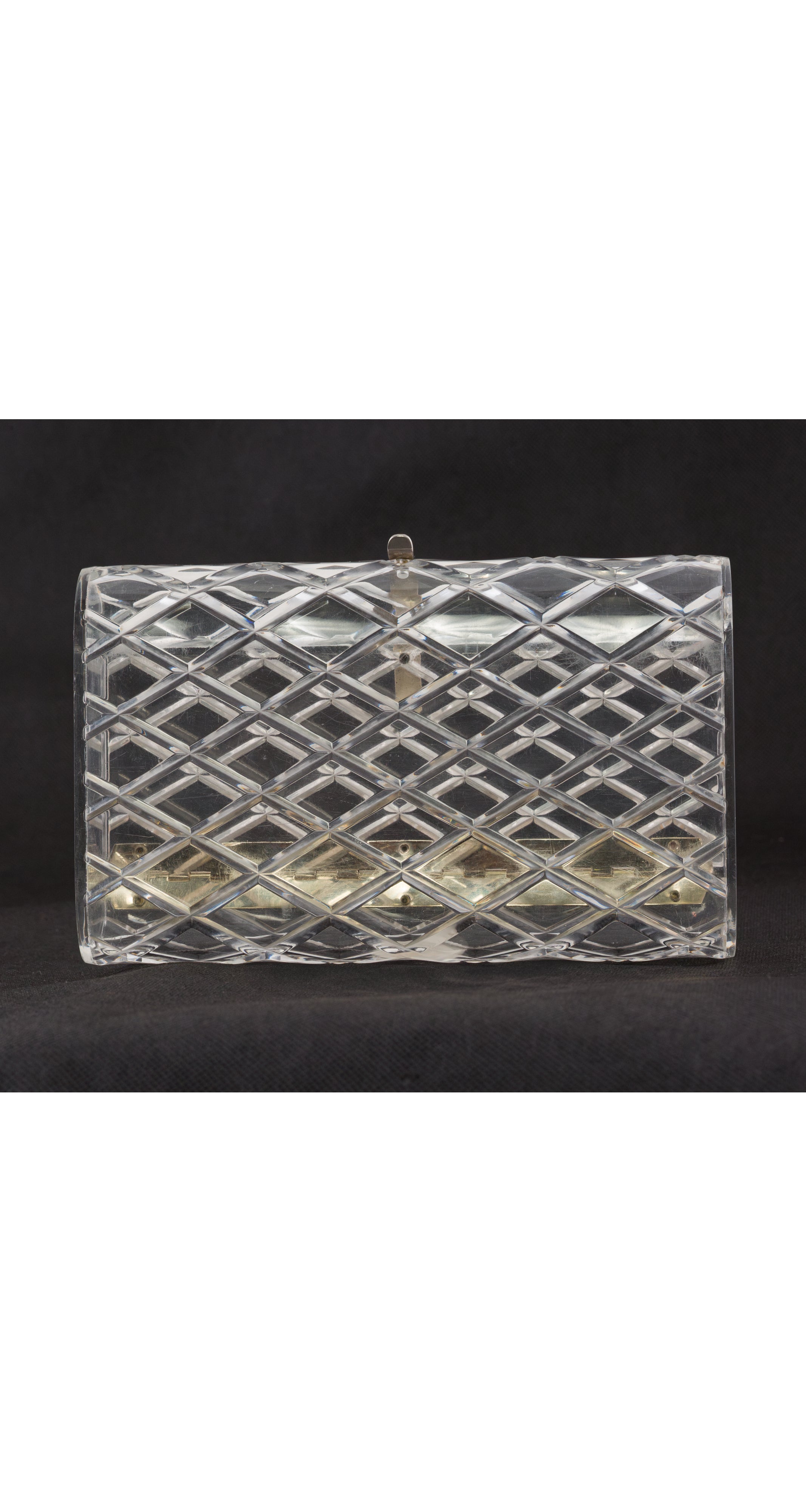 1950s Clear Diamond Cut Lucite Box Clutch