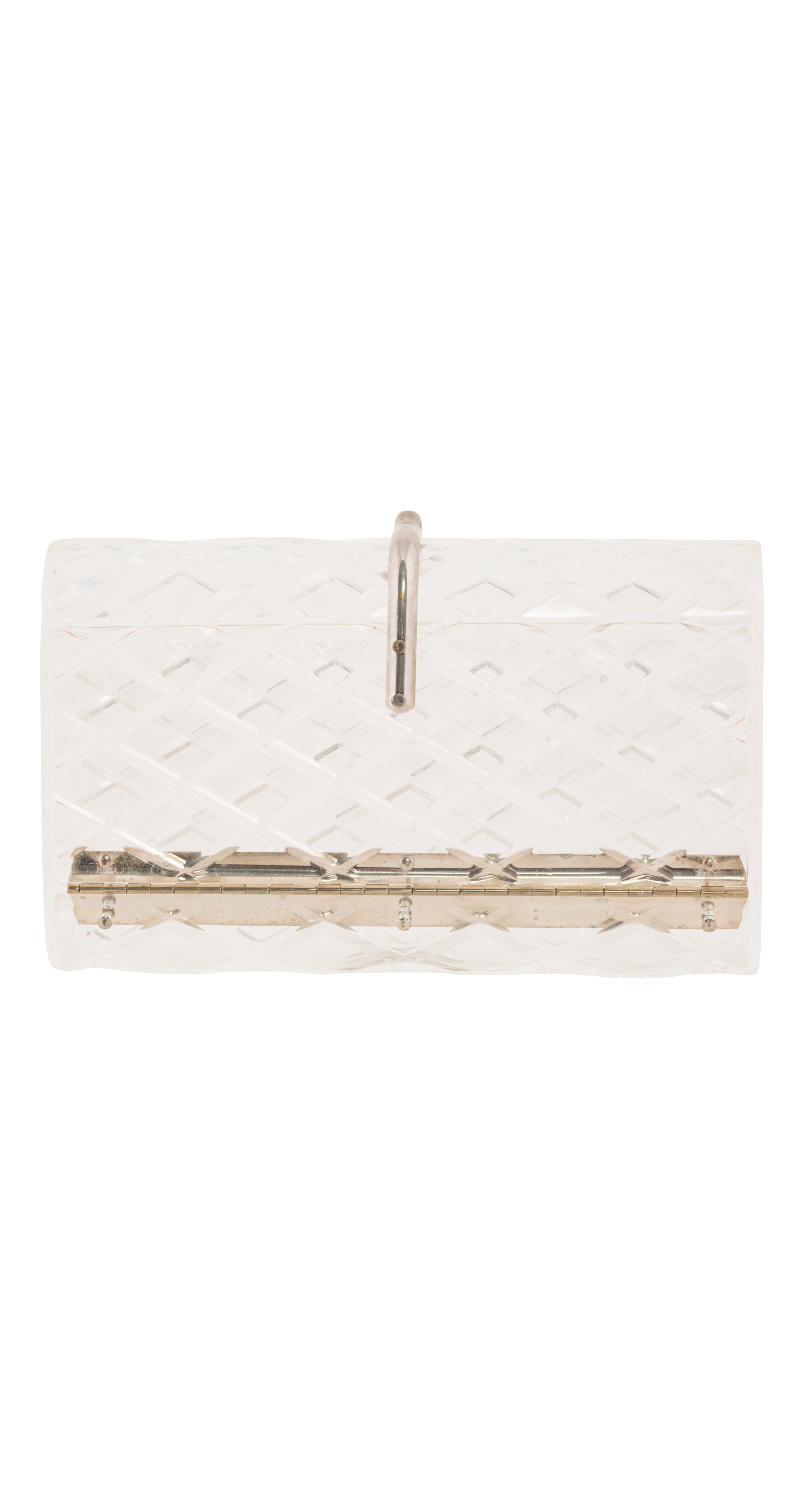 1950s Clear Diamond Cut Lucite Box Clutch