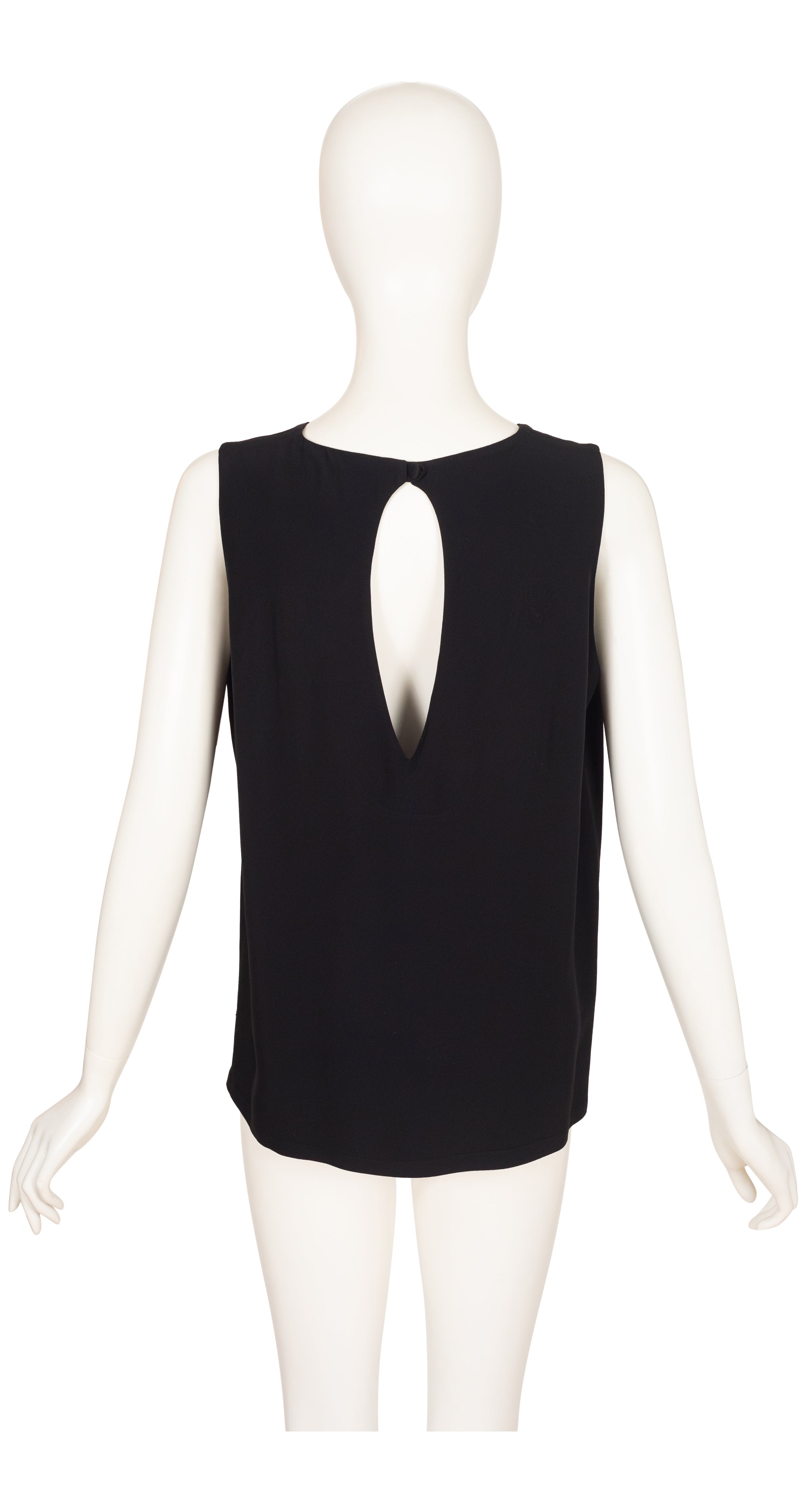 1990s Fun Slogan Black Crepe Sleeveless Top