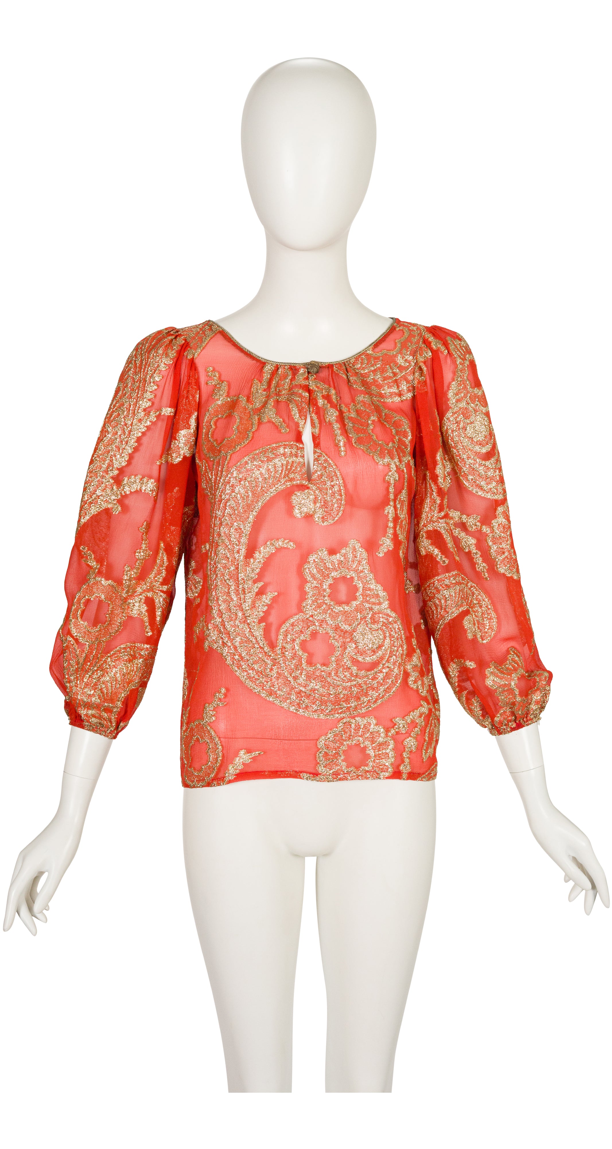 1976-77 F/W Russian Collection Paisley Lurex Orange Silk Blouse