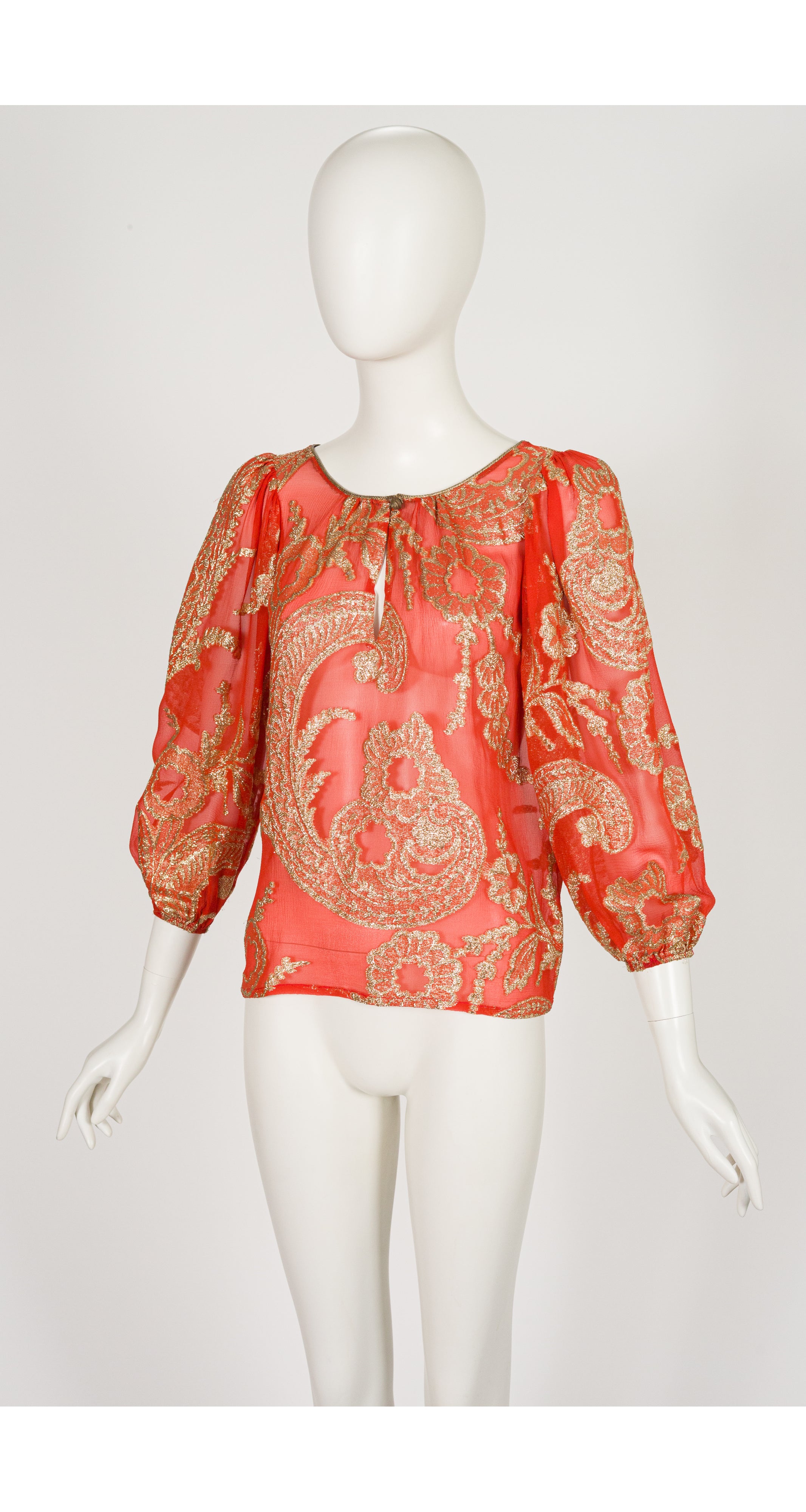 1976-77 F/W Russian Collection Paisley Lurex Orange Silk Blouse