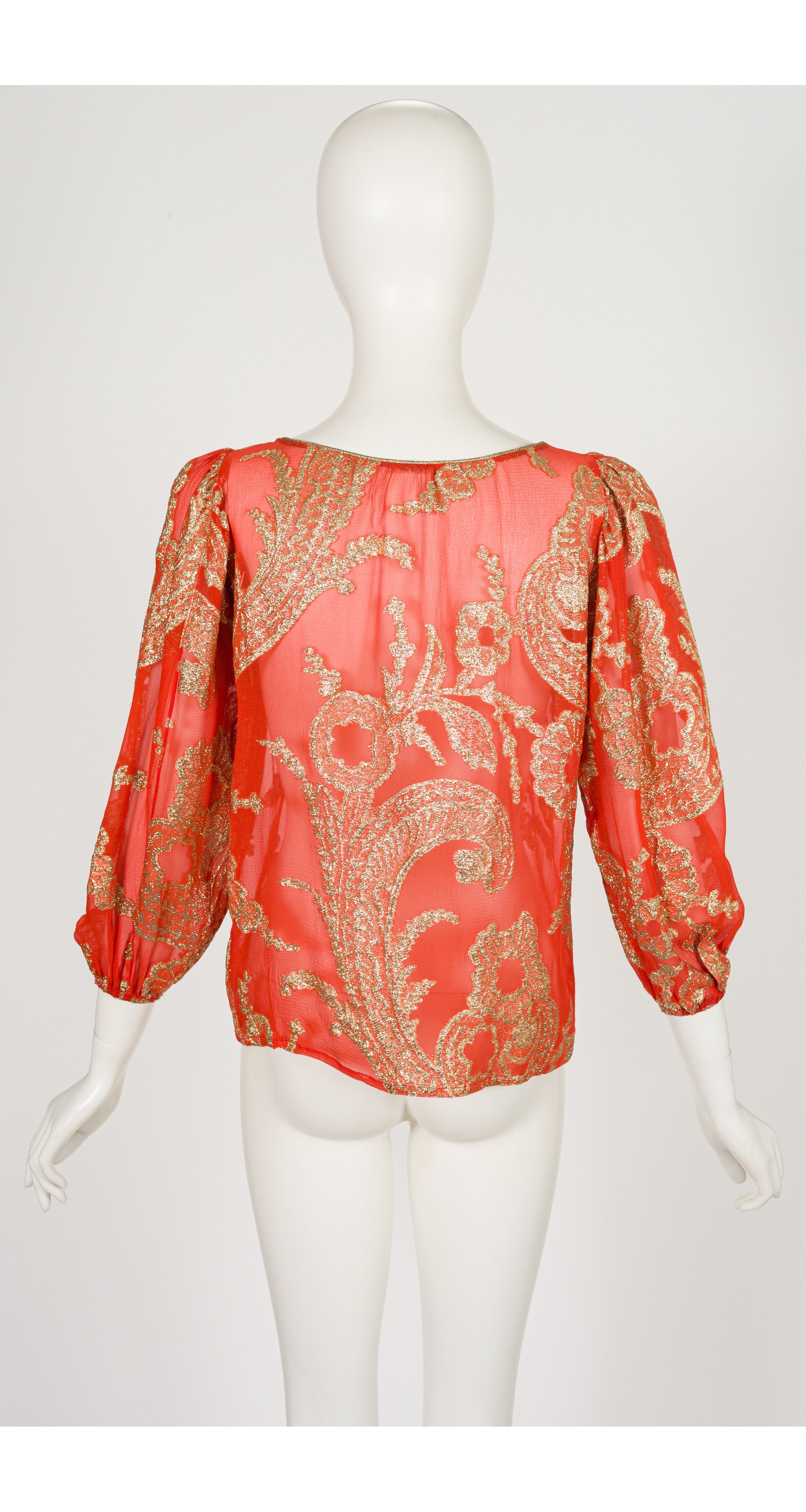 1976-77 F/W Russian Collection Paisley Lurex Orange Silk Blouse
