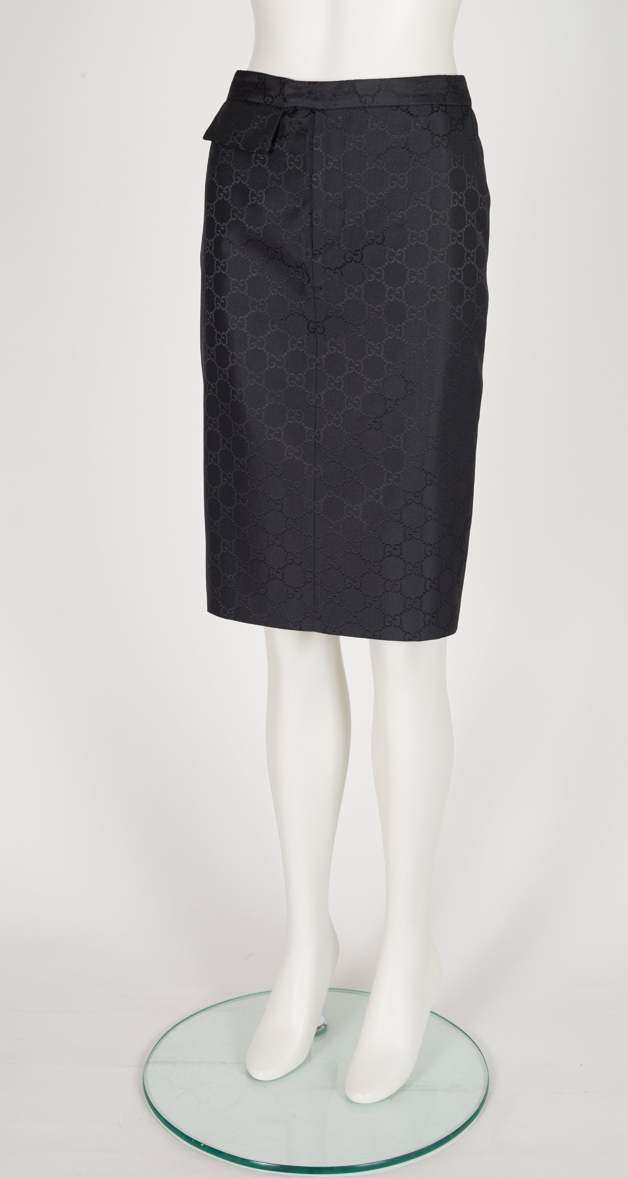 1998 S/S 'GG' Monogram Print Black Pencil Skirt
