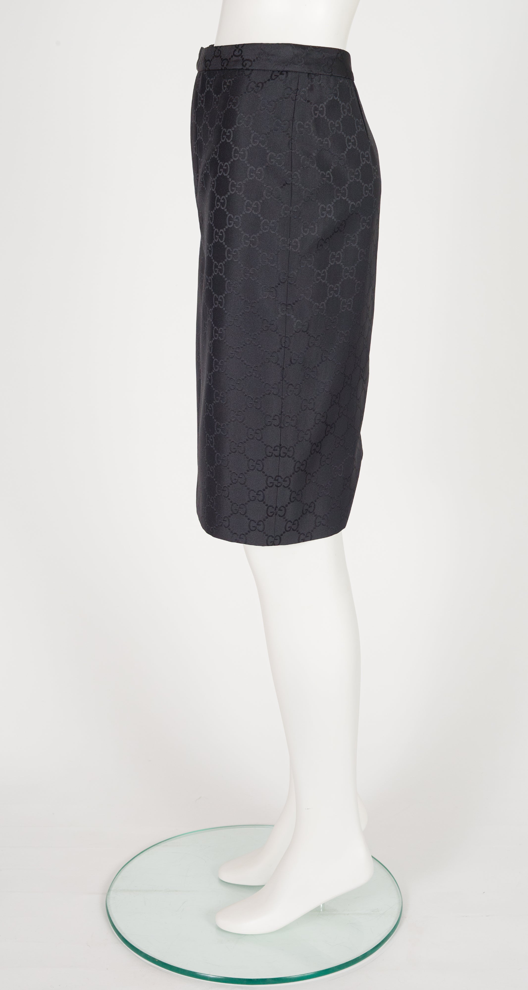 1998 S/S 'GG' Monogram Print Black Pencil Skirt
