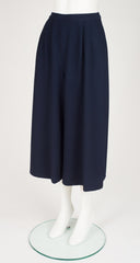 1989 S/S Navy Wool Crepe Wide Leg Culottes