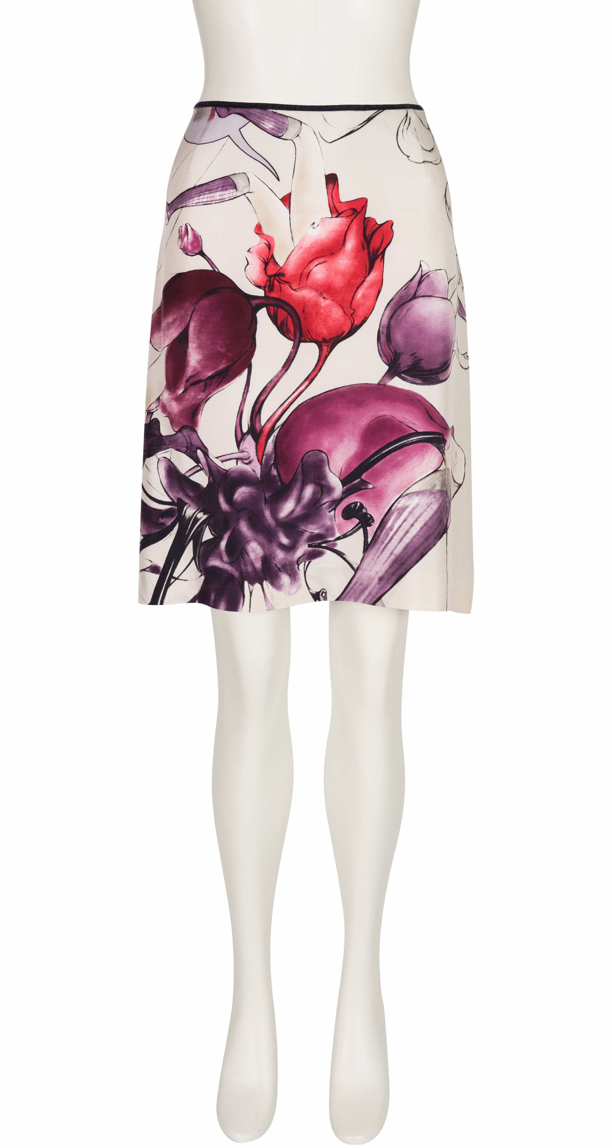 2008 S/S "Fairy Collection" Floral Print Silk Twill Skirt